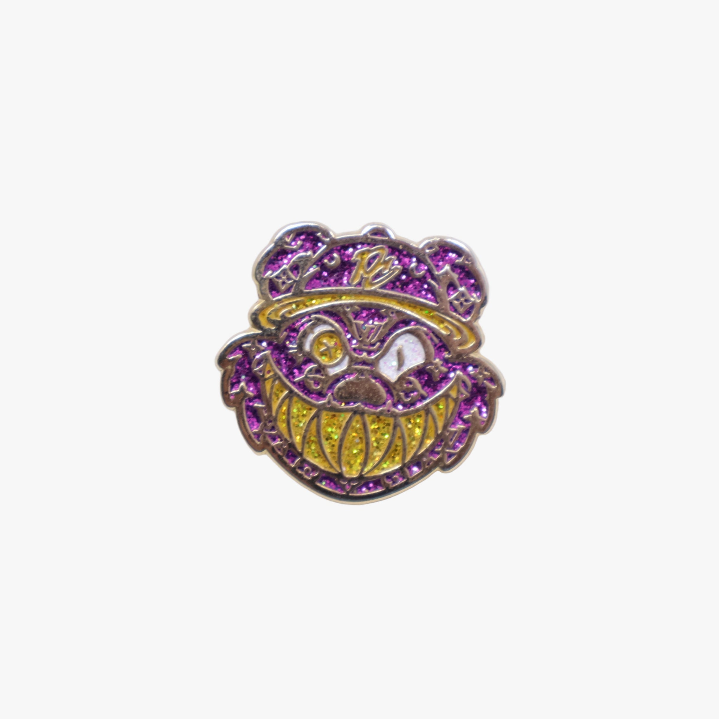 Pinzcity Bear Purple Yellow Teeth Graphic Pin