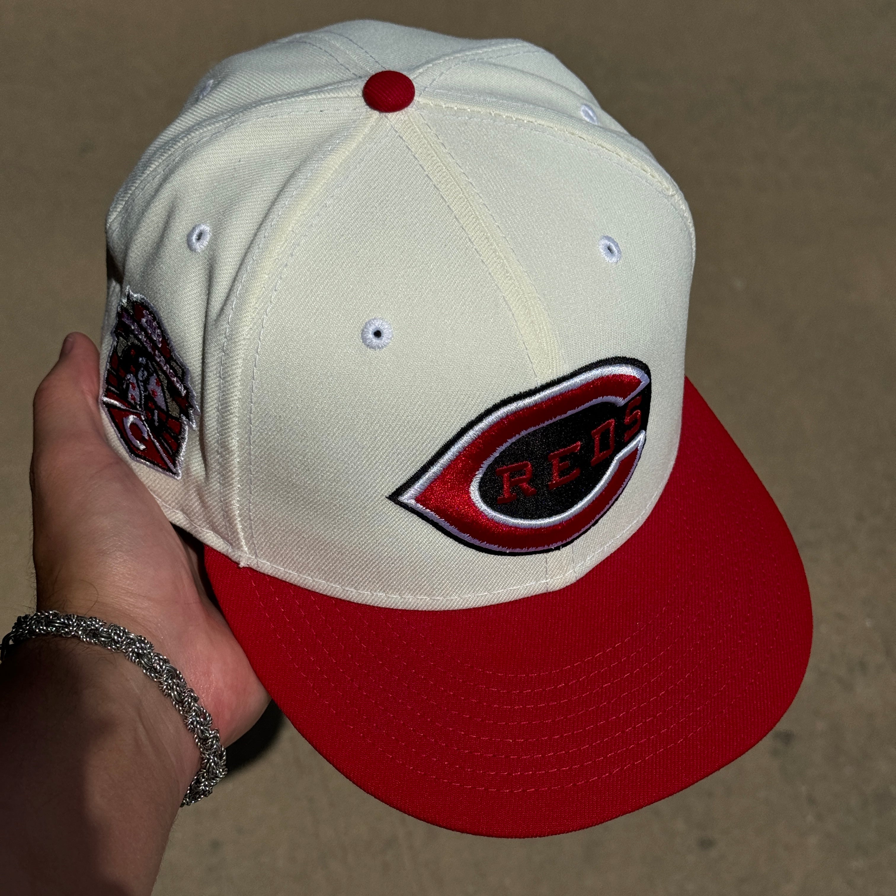 USED 8 Chrome Cincinatti Reds 2003 Inaugural Season 59fifty New Era Fitted Hat Cap