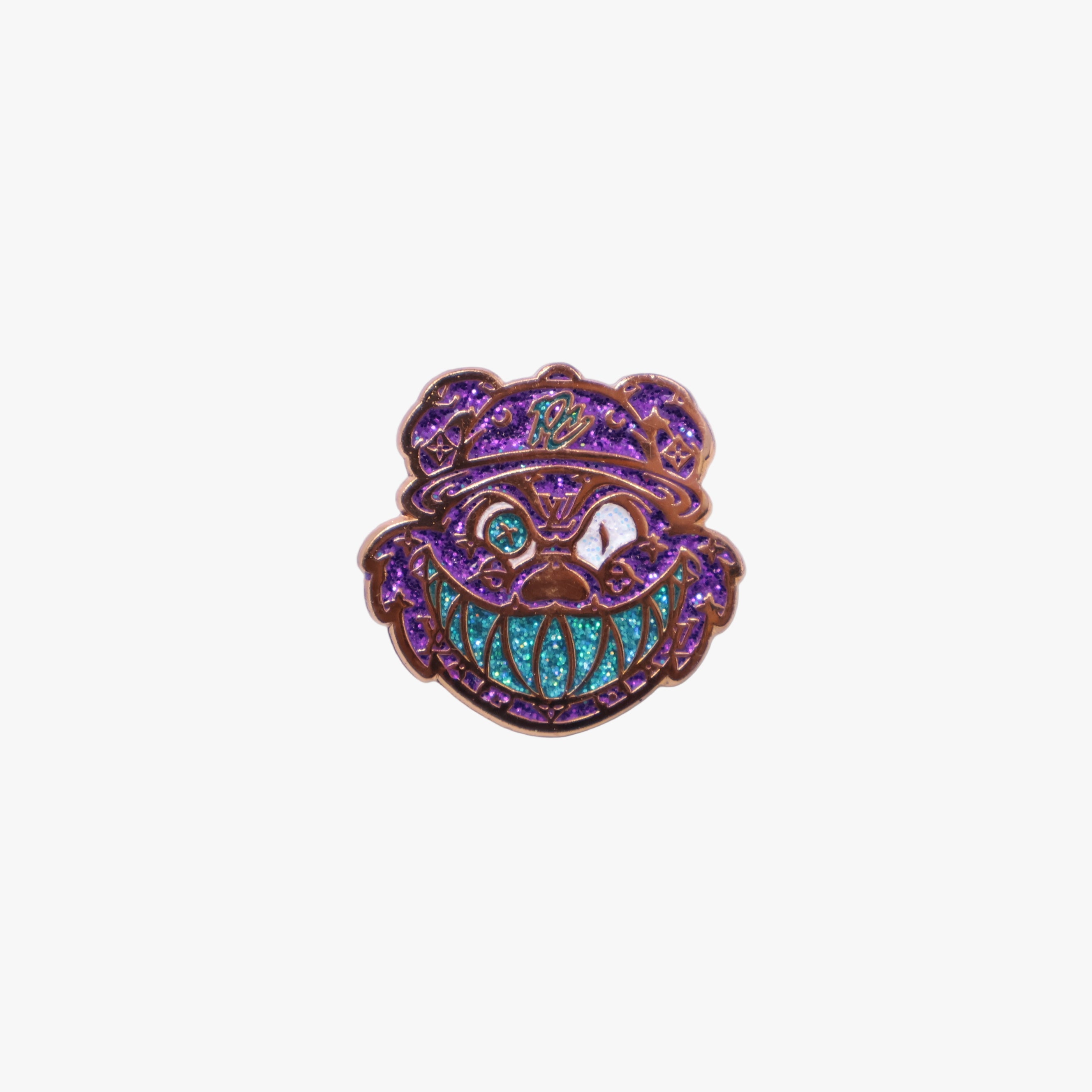 Pinzcity Bear Purple Turquoise Teeth Graphic Pin