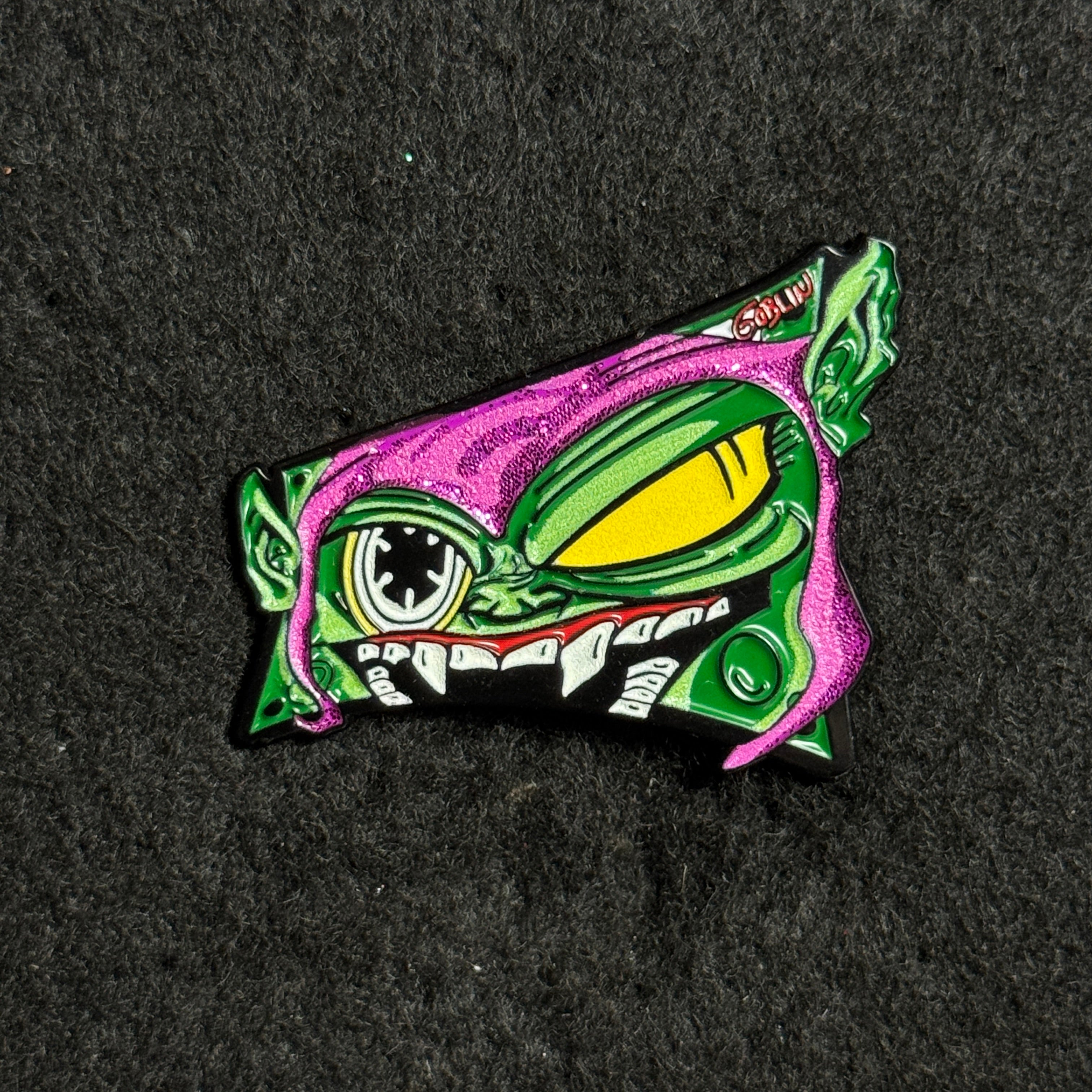 Green Goblin Casette Tape Graphic Pin