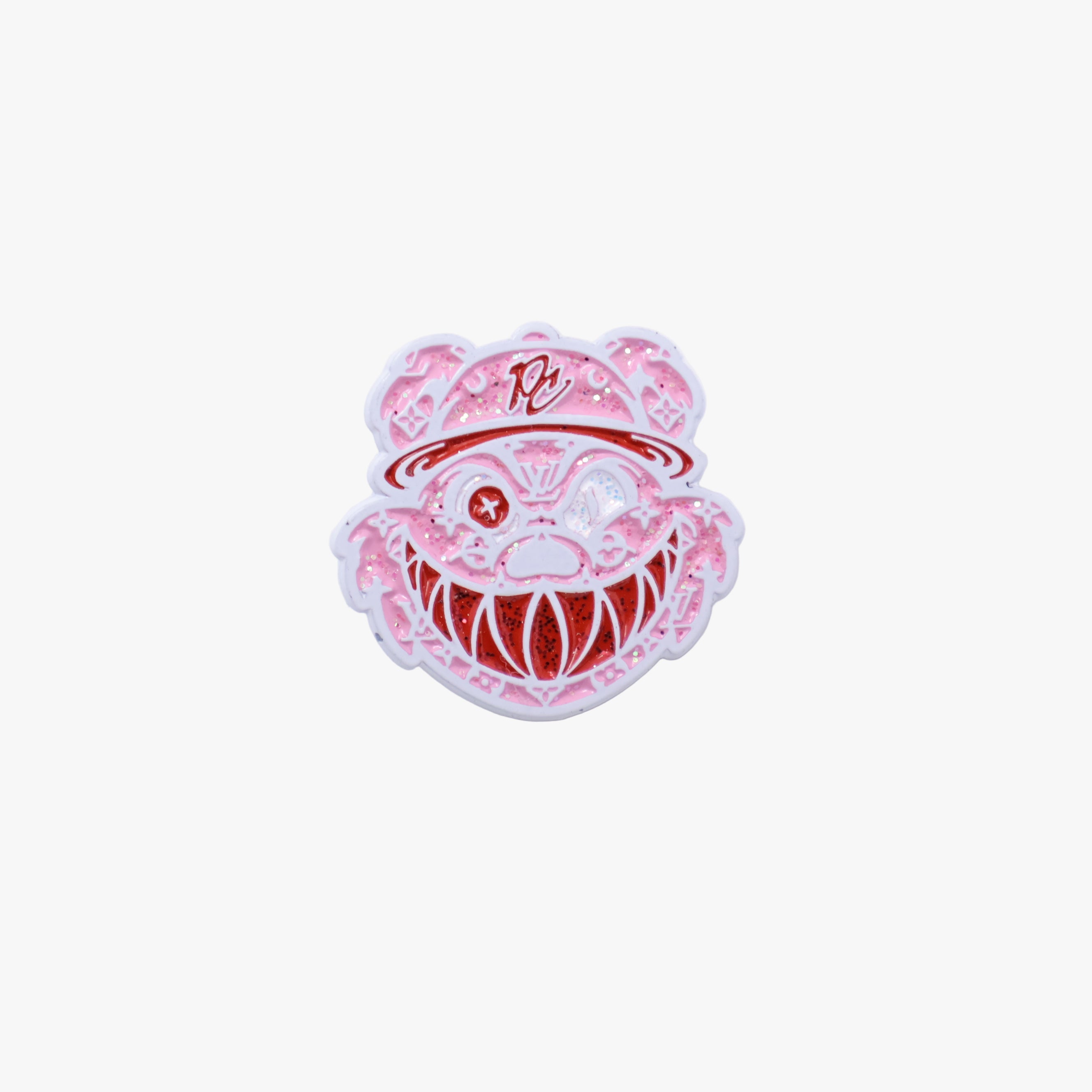 Pinzcity Bear Pink Monogram Graphic Pin