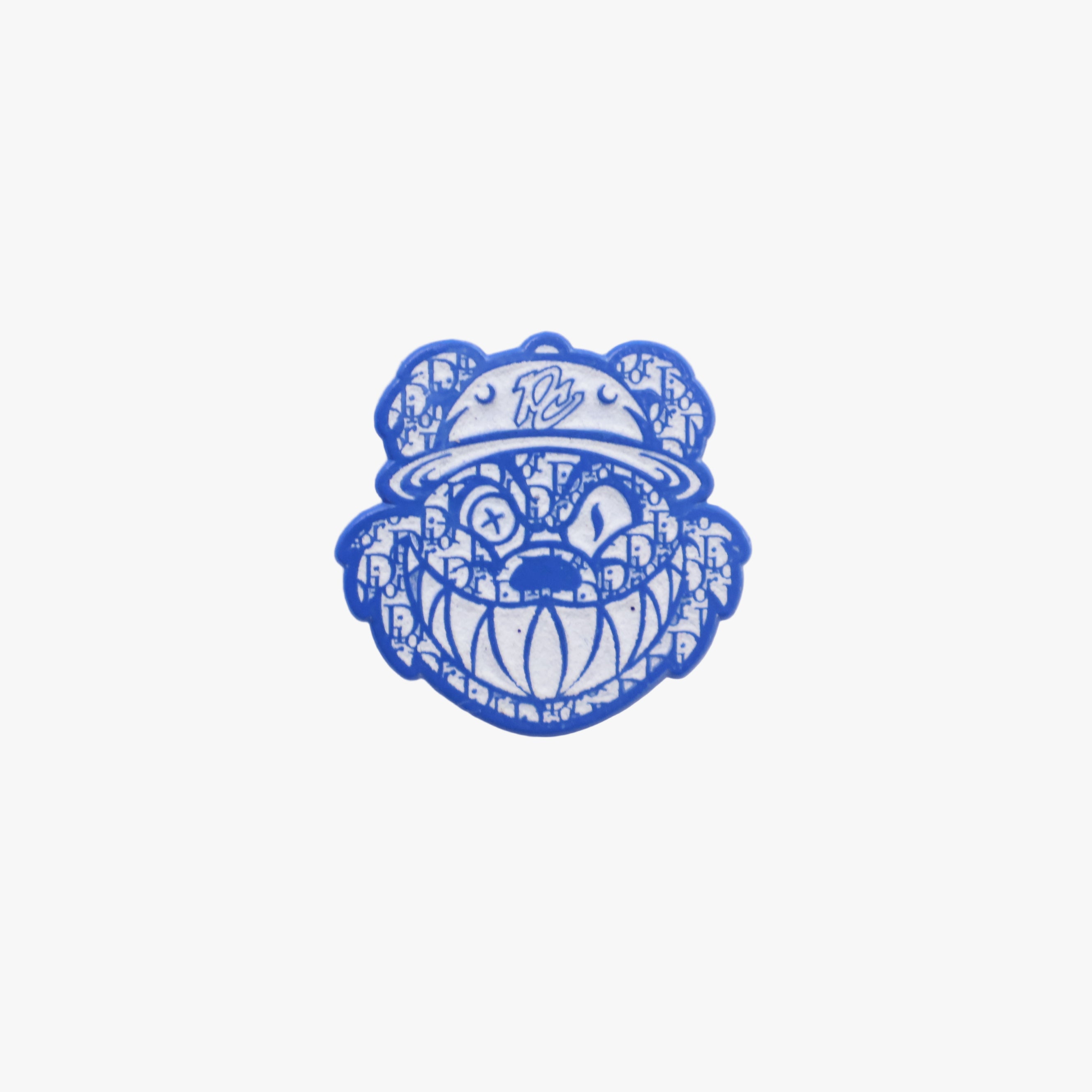 Pinzcity Bear Blue CD Pattern Graphic Pin