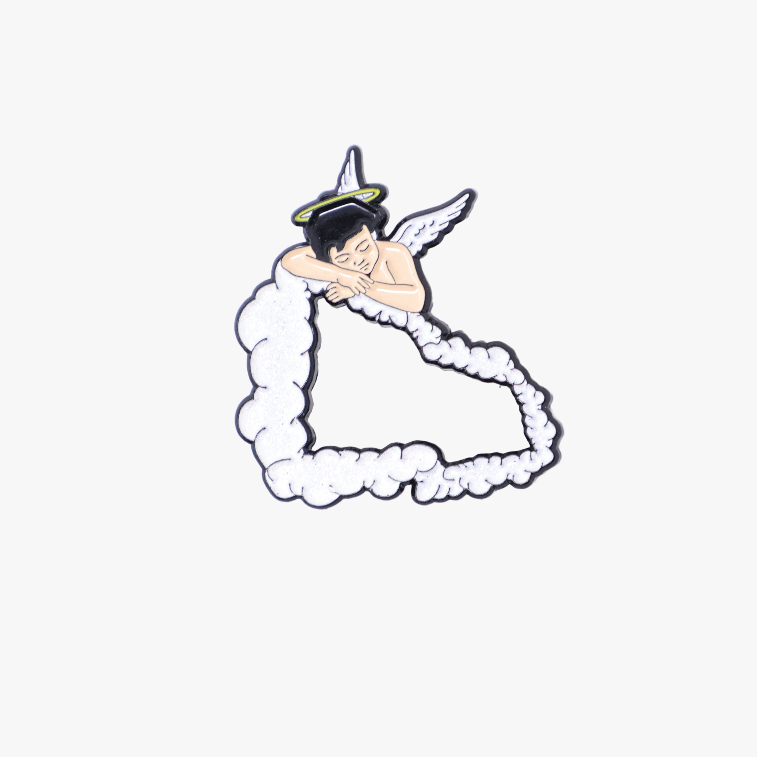 Baby Angel White Clouds Flag Outline Pin