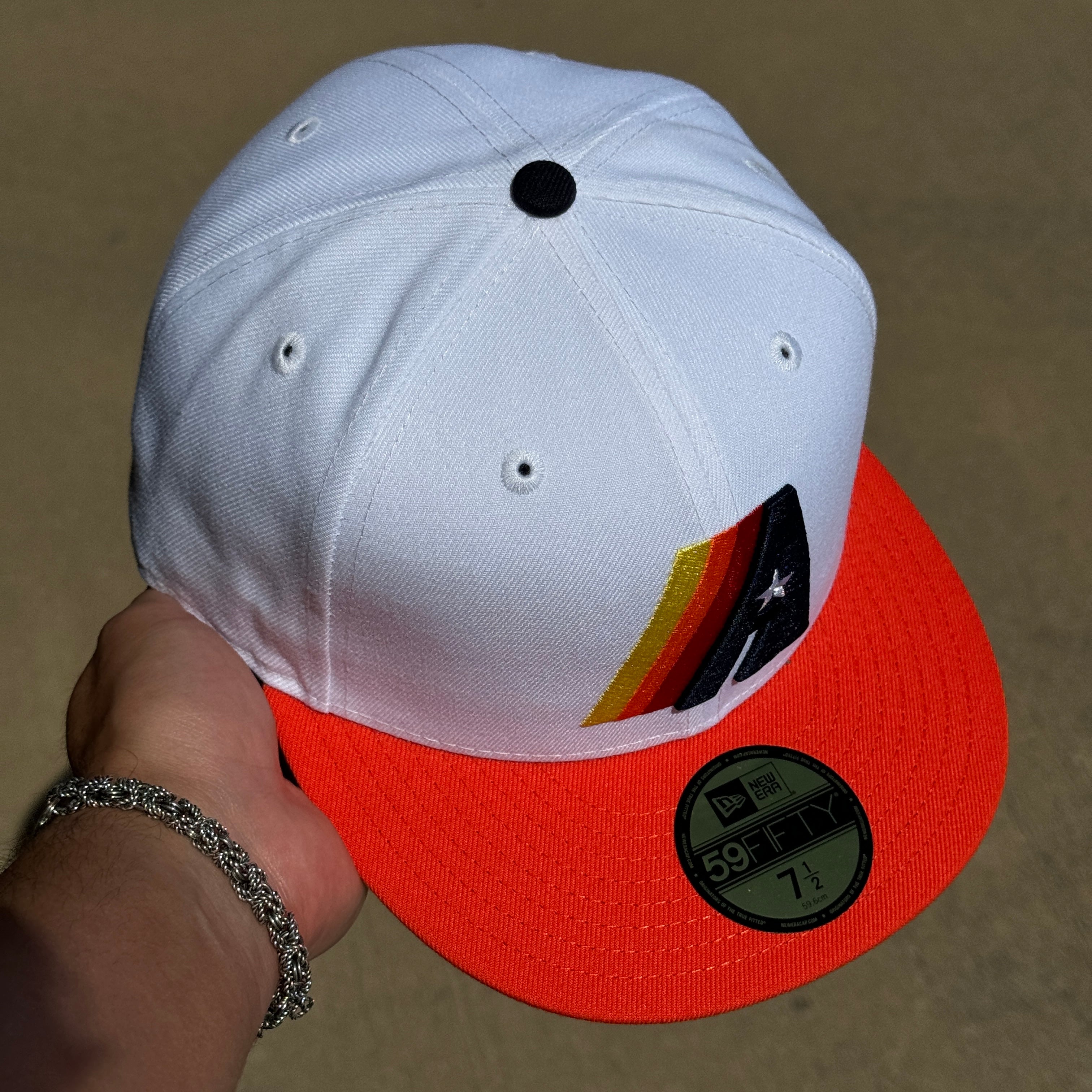 White Houston Astros Simple Clean 59fifty New Era Fitted Hat Cap