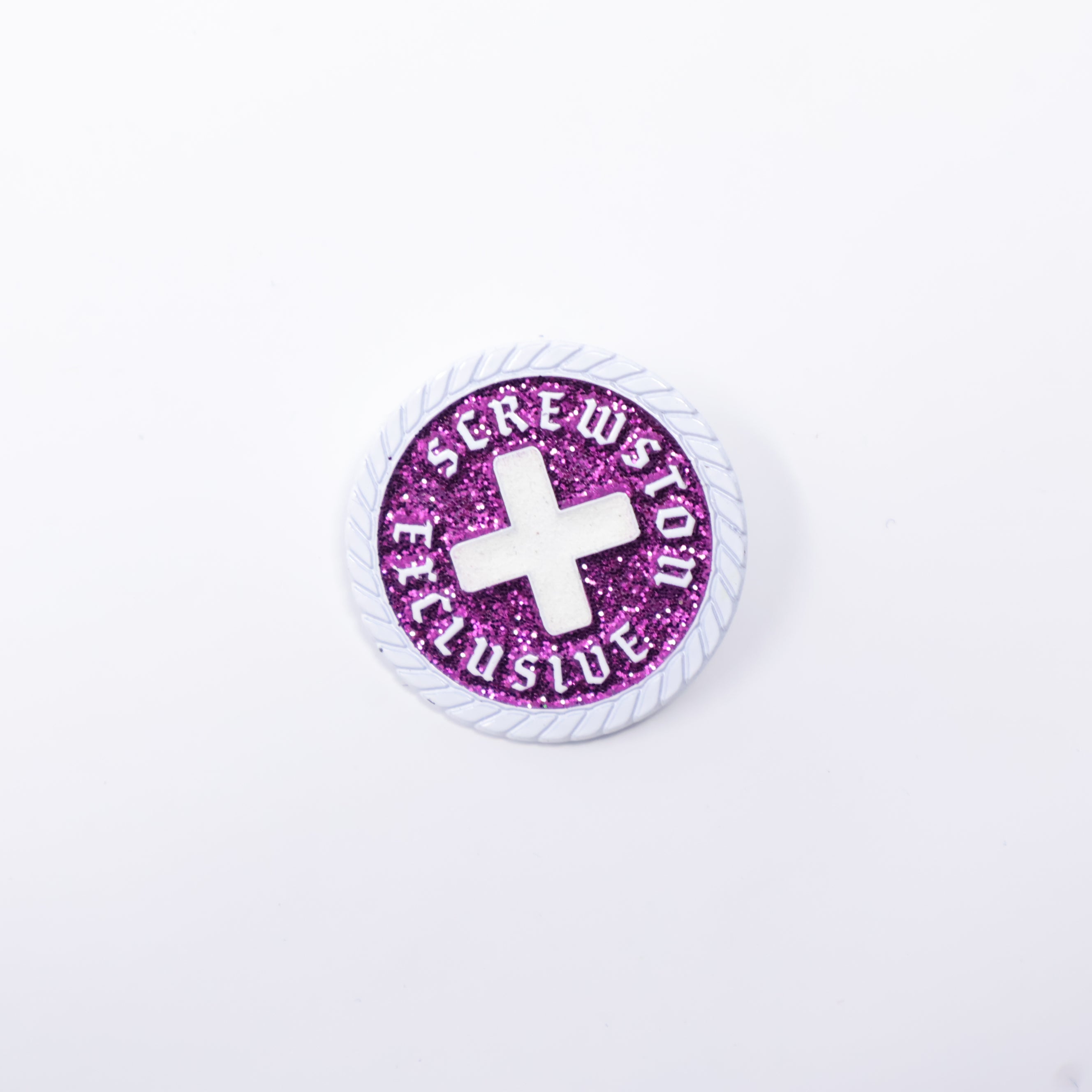 Supremo White/Purple Screwston Exclusive Coin Pin
