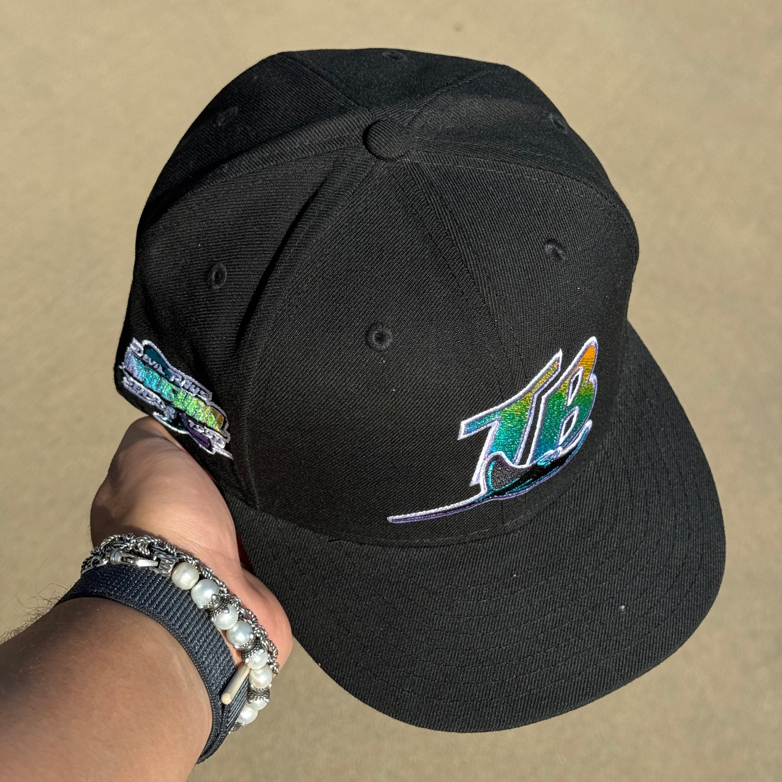 USED 5/8 Black Tampa Bay Devil Rays Inaugural Season 1998 59fifty New Era Fitted Hat Cap