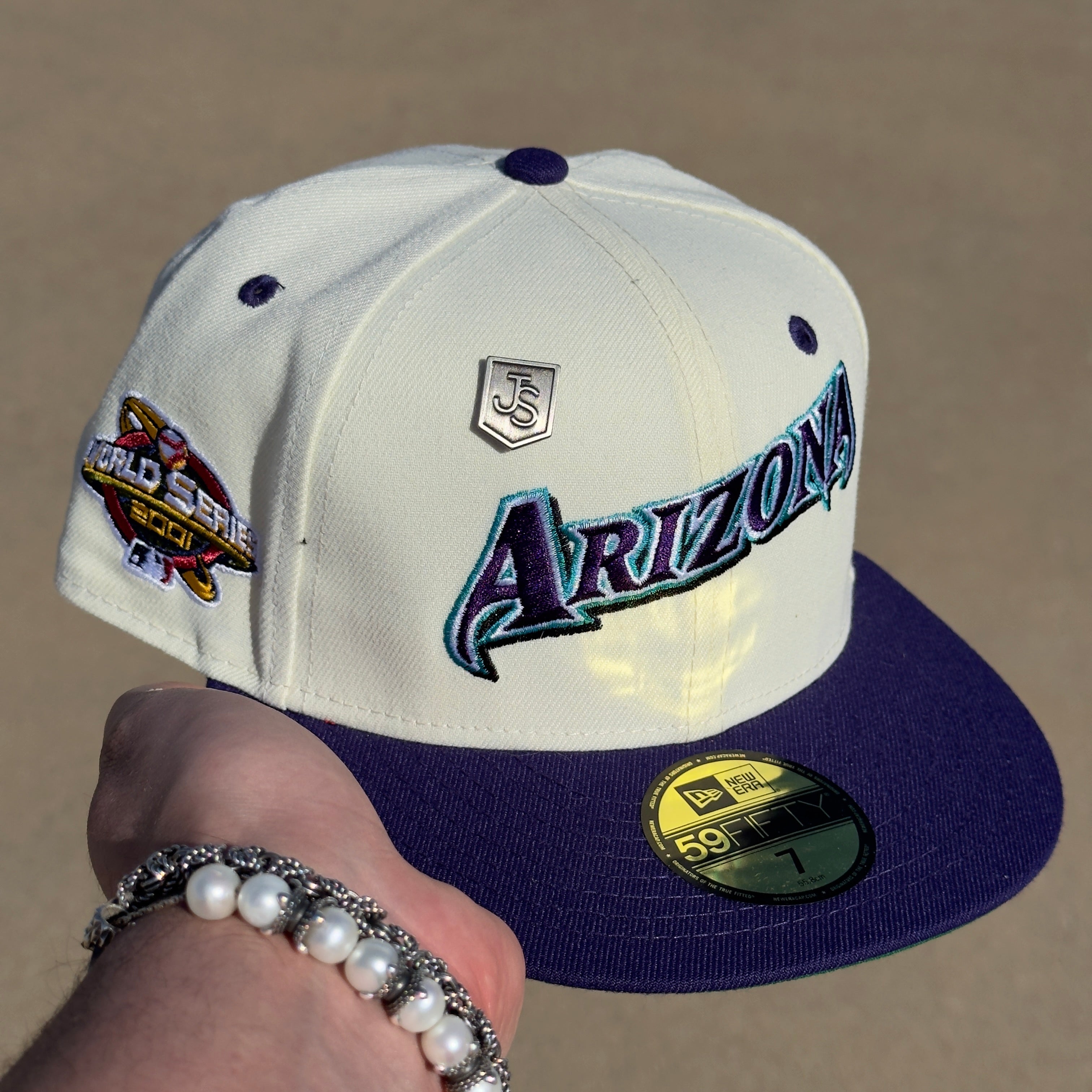 7 White Arizona Diamondbacks World Series 2001 59fifty New Era Fitted