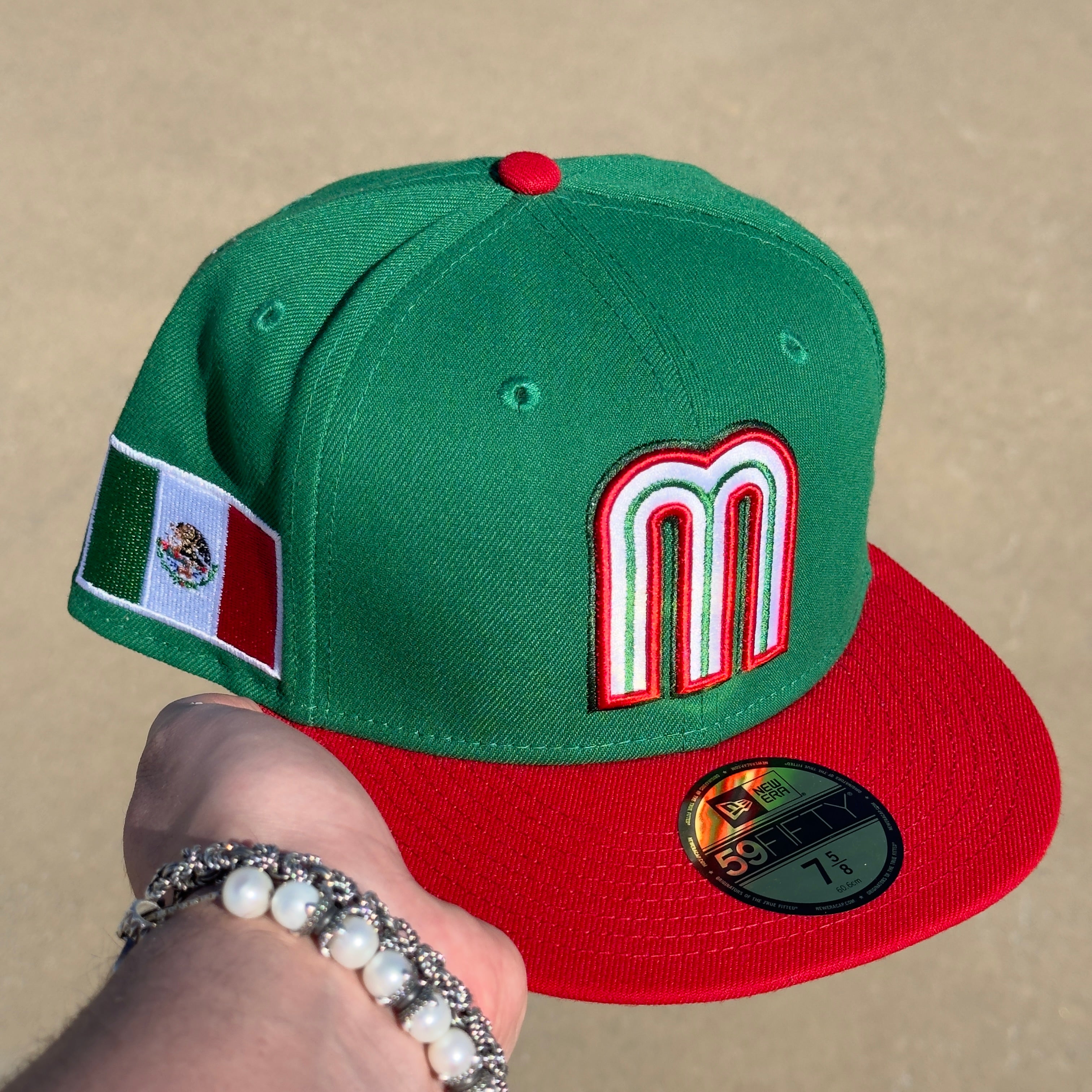 Green Mexican National Baseball Team New Era  59FIFTY Fitted Cap WBC Mexico 2Tone