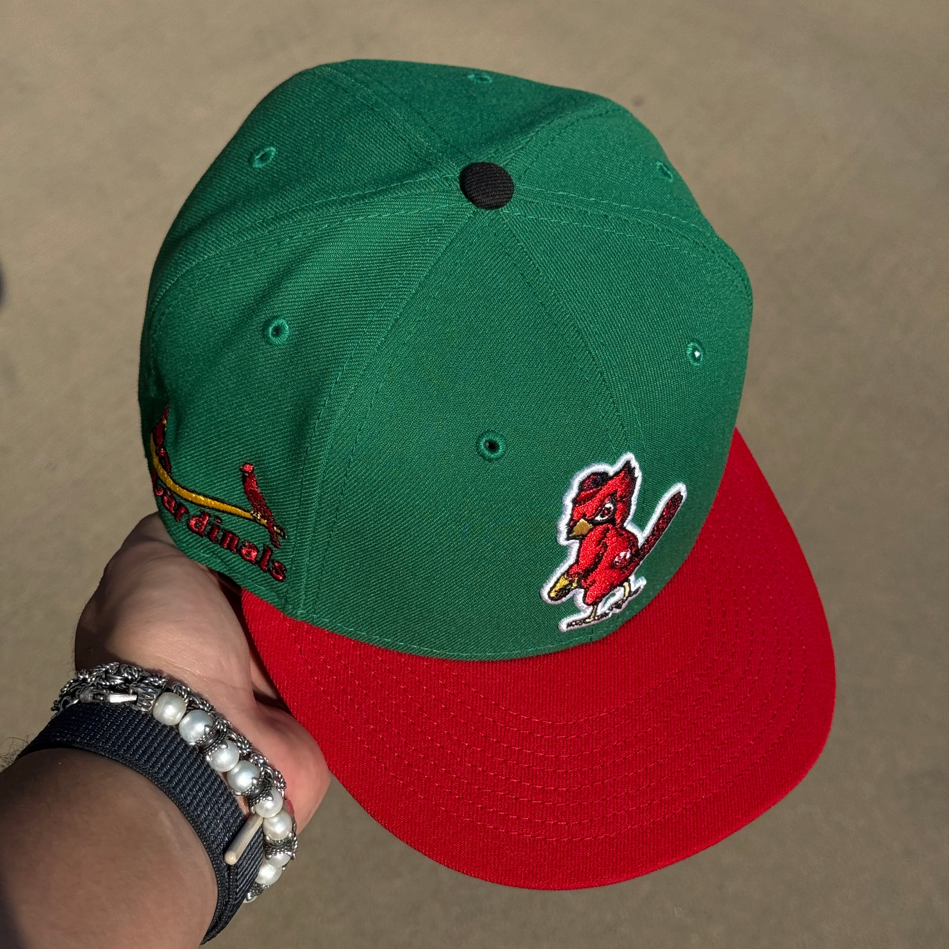 USED 5/8 Green St. Louis Cardinals 2 Birds 59fifty New Era Fitted Hat Cap