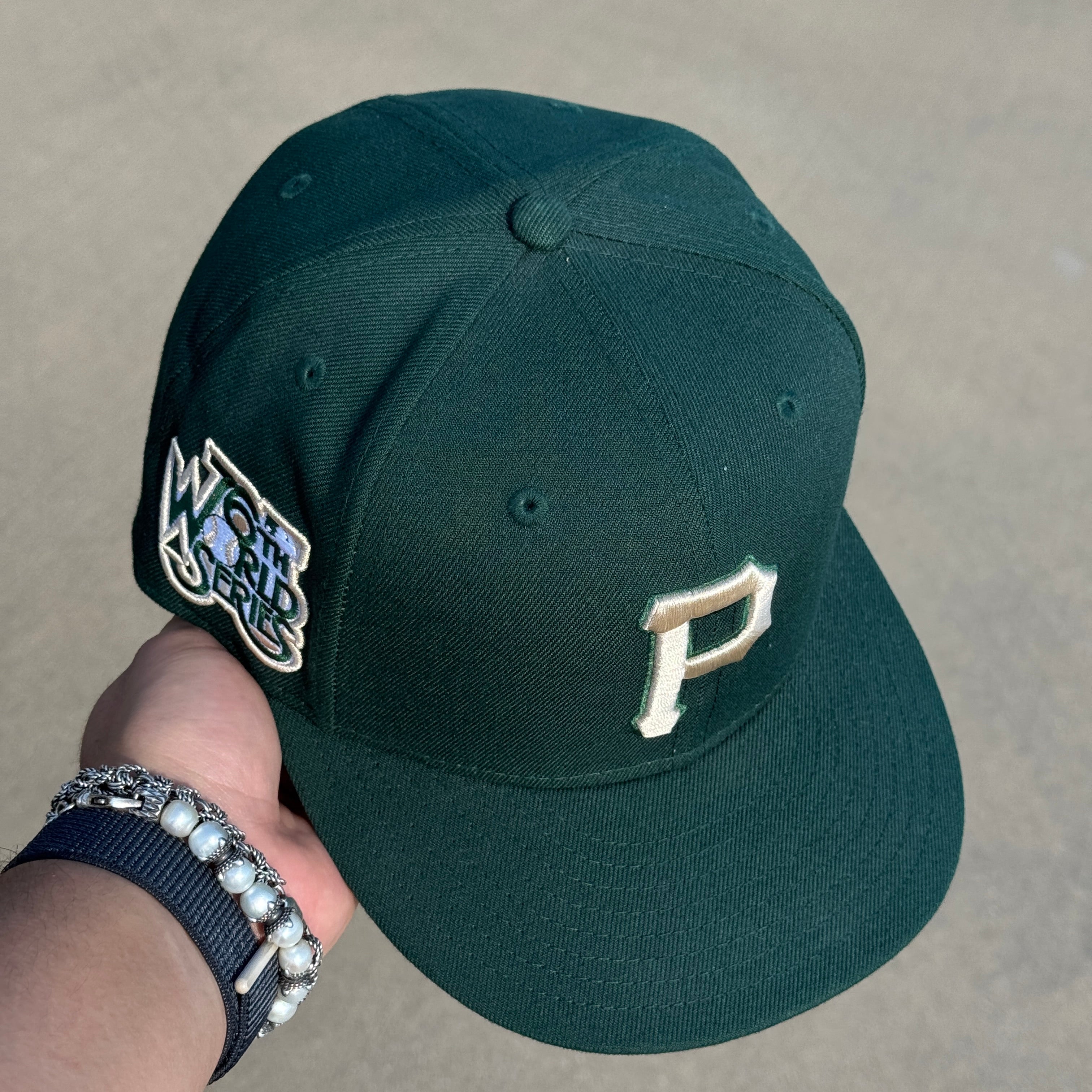 USED 5/8 Green Pittsburg Pirates 76th World Series 1998 59fifty New Era Fitted Hat Cap