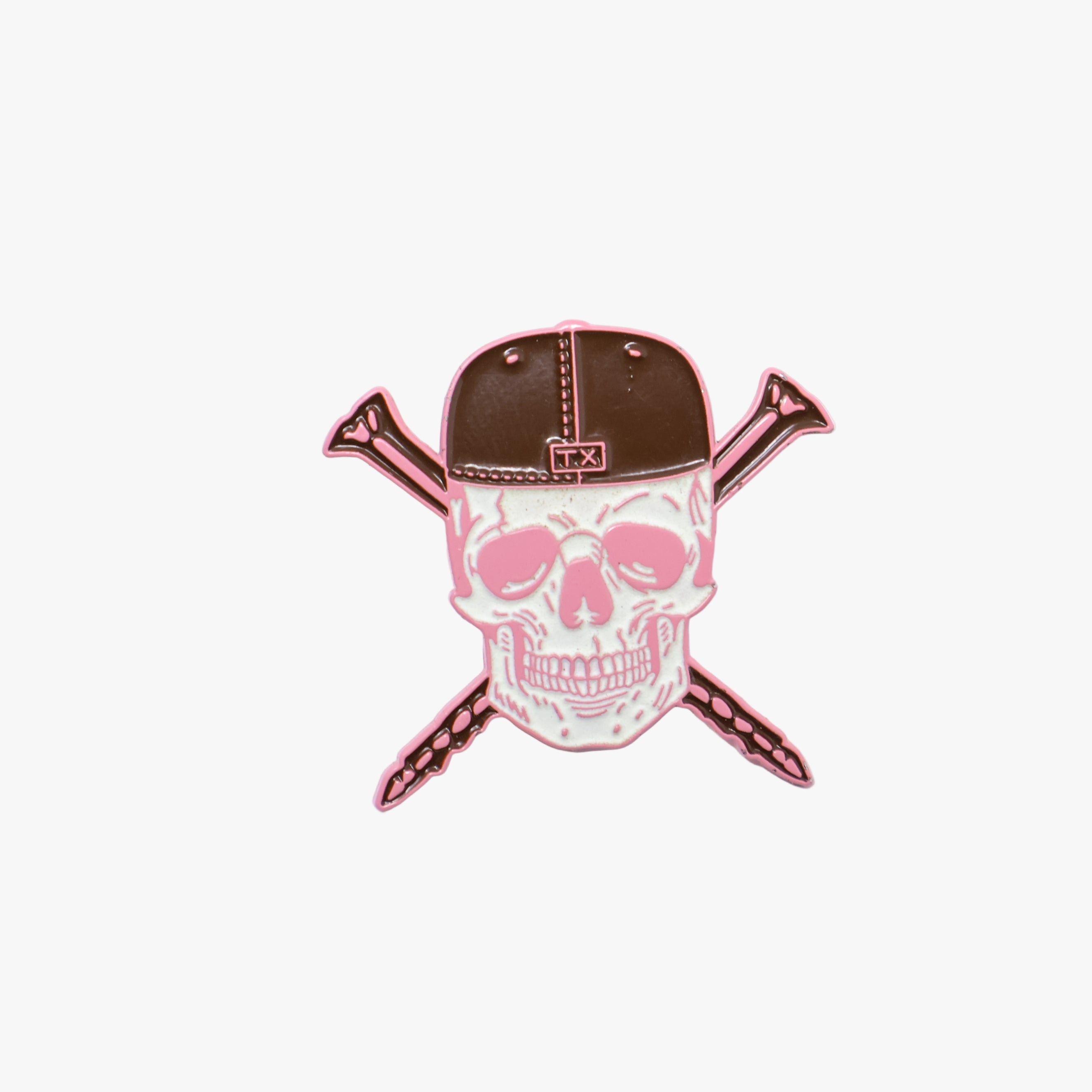 TXFitted Skull Screws Brown Cap Brown Screws Pink Plating Graphic Pin (GITD)
