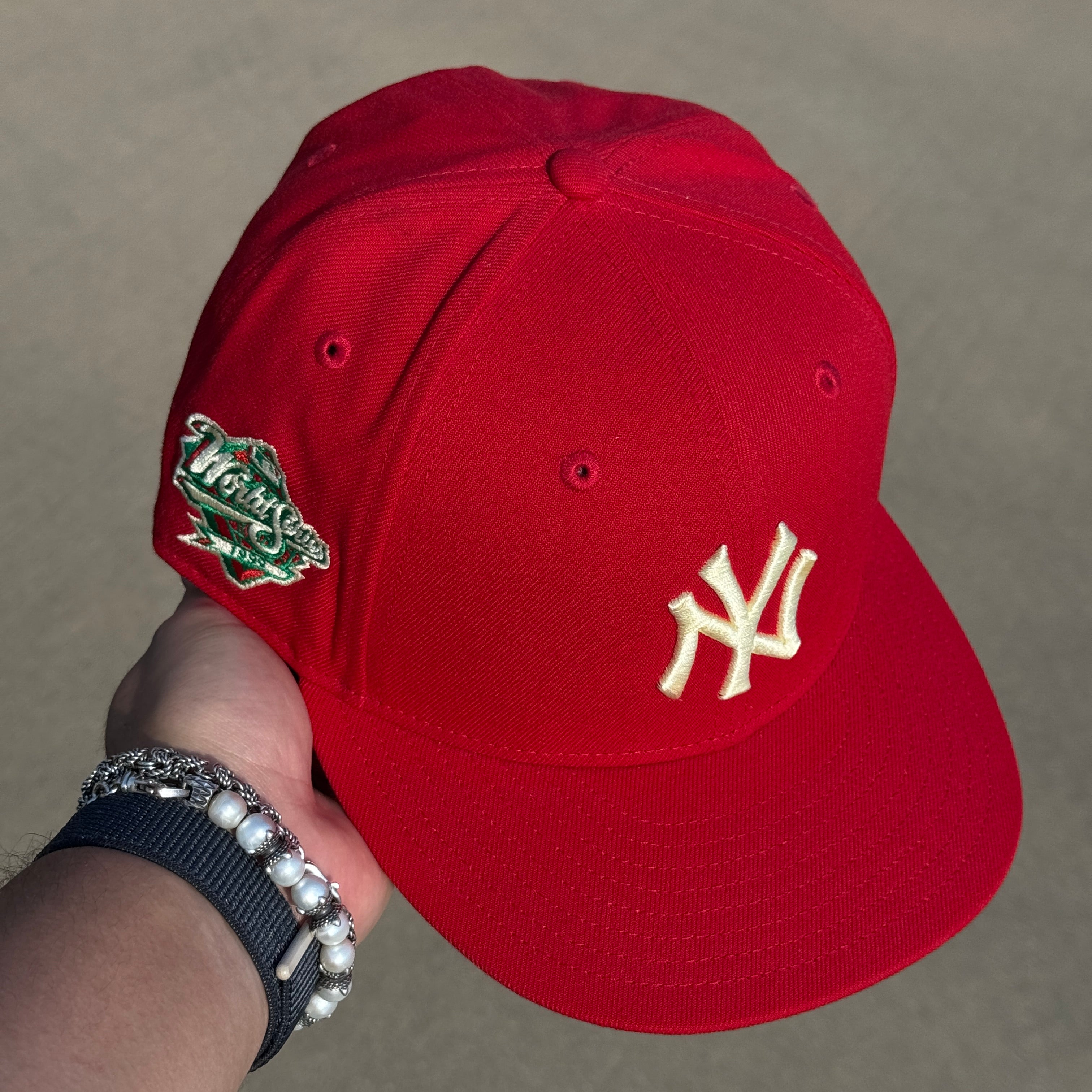 USED 5/8 Red New york Yankees 1999 World Series 59fifty New Era Fitted Hat Cap