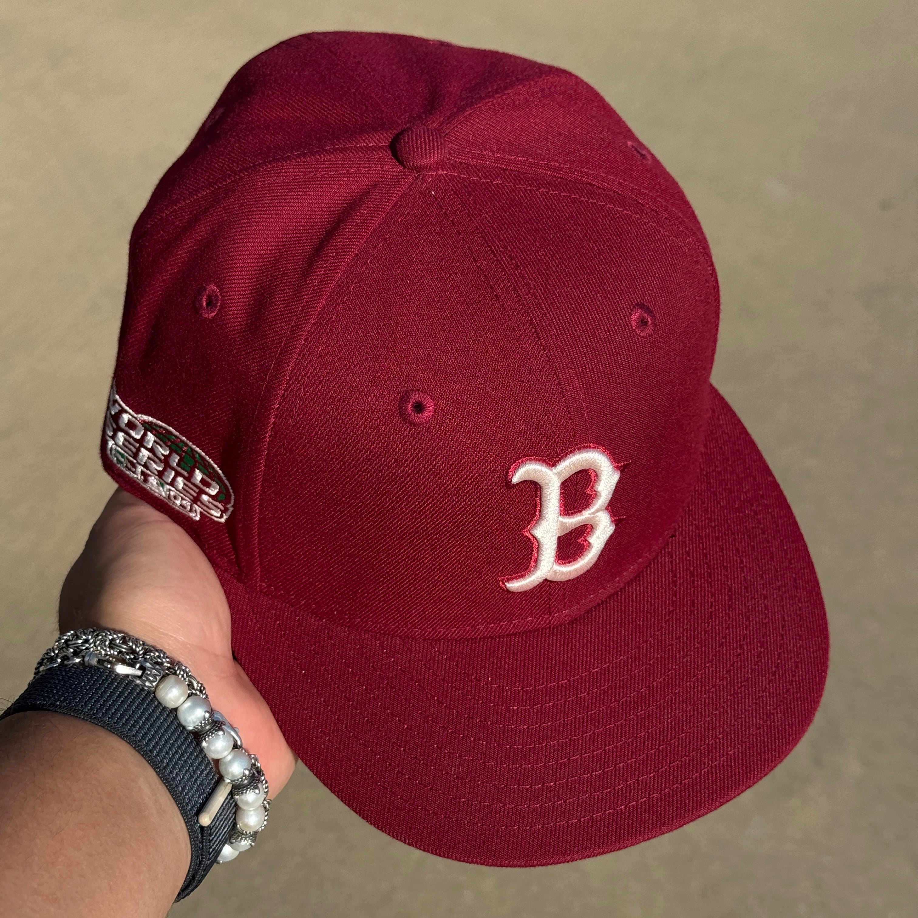 USED 5/8 Maroon Boston Red Sox 2004 World Series 59fifty New Era Fitted Hat Cap