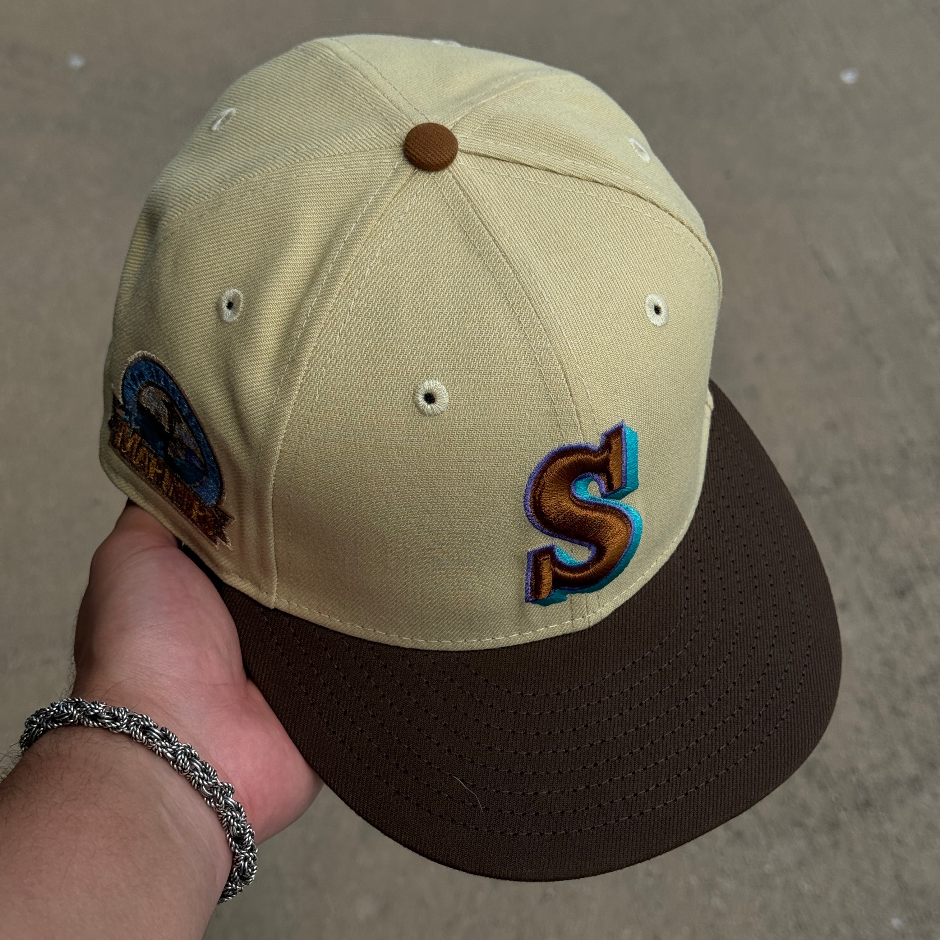 USED Khaki Seattle Mariners 30th Anniversary 59fifty New Era Fitted Hat Cap