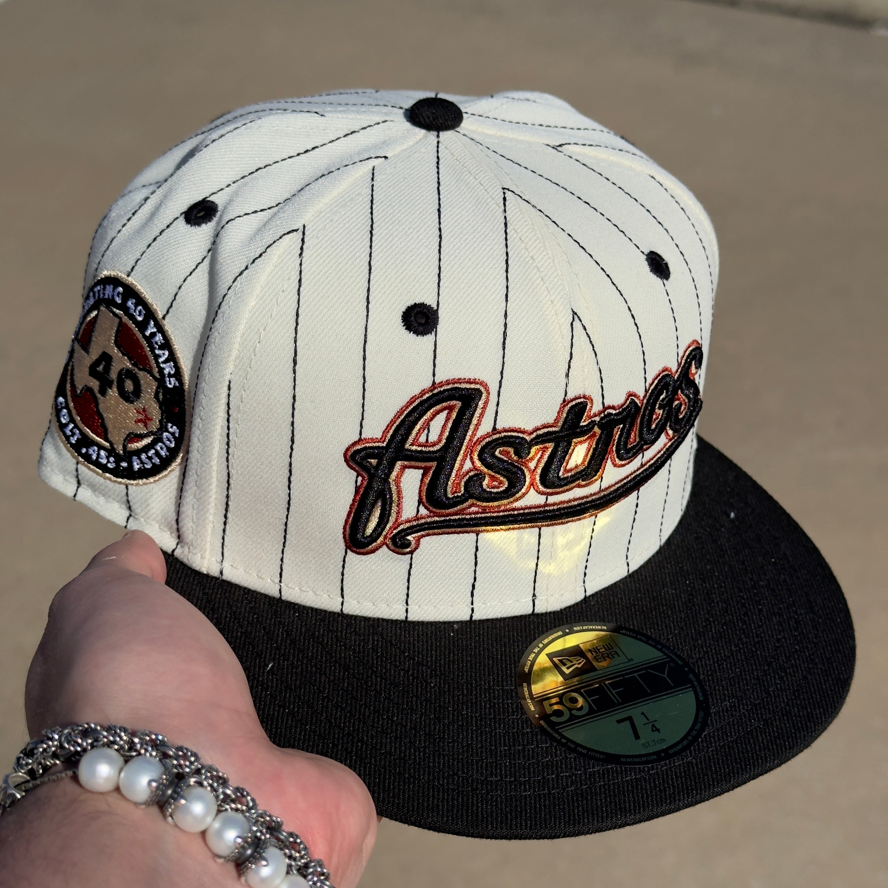 Pinstripe Houston Astros Celebrating 40 Year 59fifty New Era Fitted Cap Hat