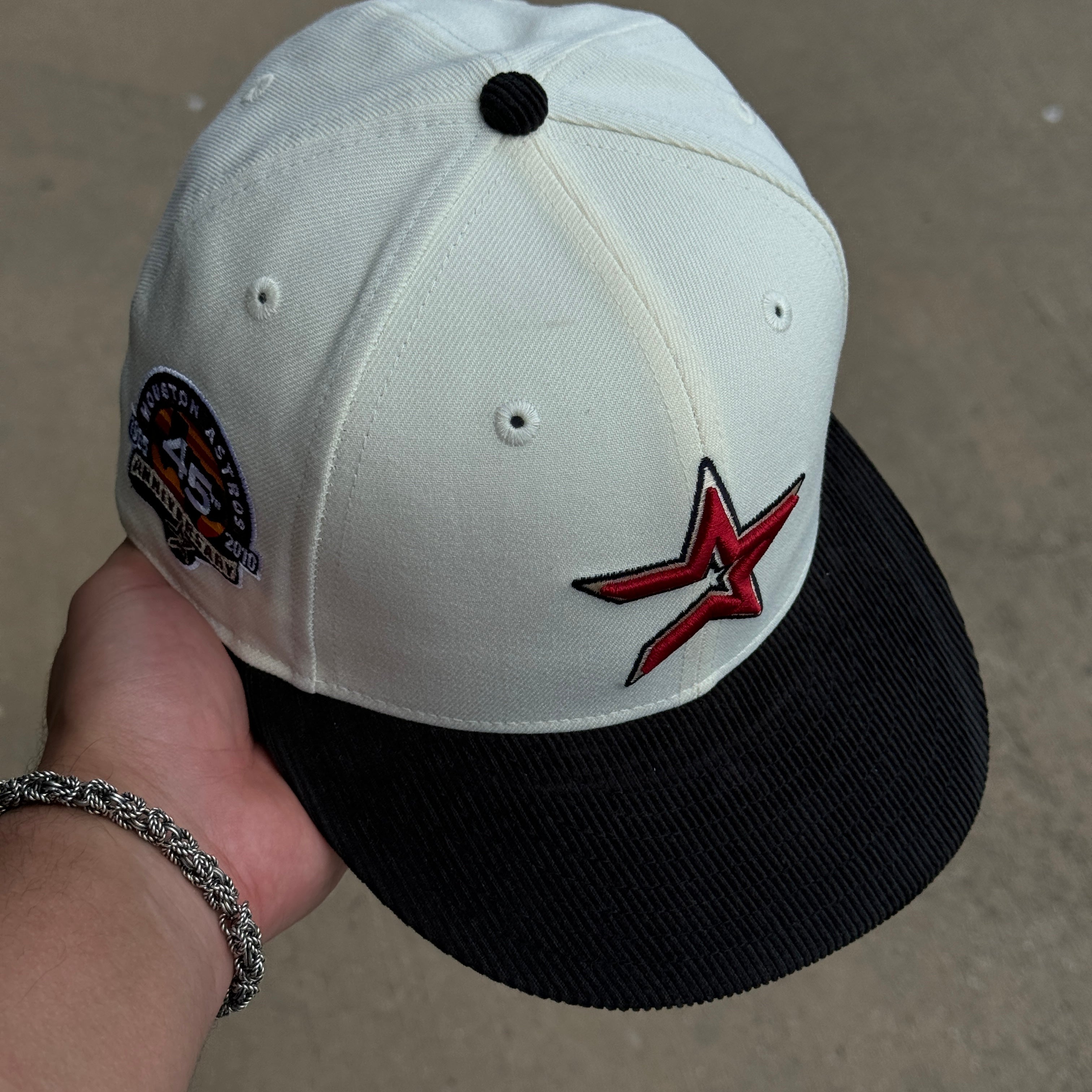 USED Chrome Houston Astros 45th Anniversary 59fifty New Era Fitted Hat Cap