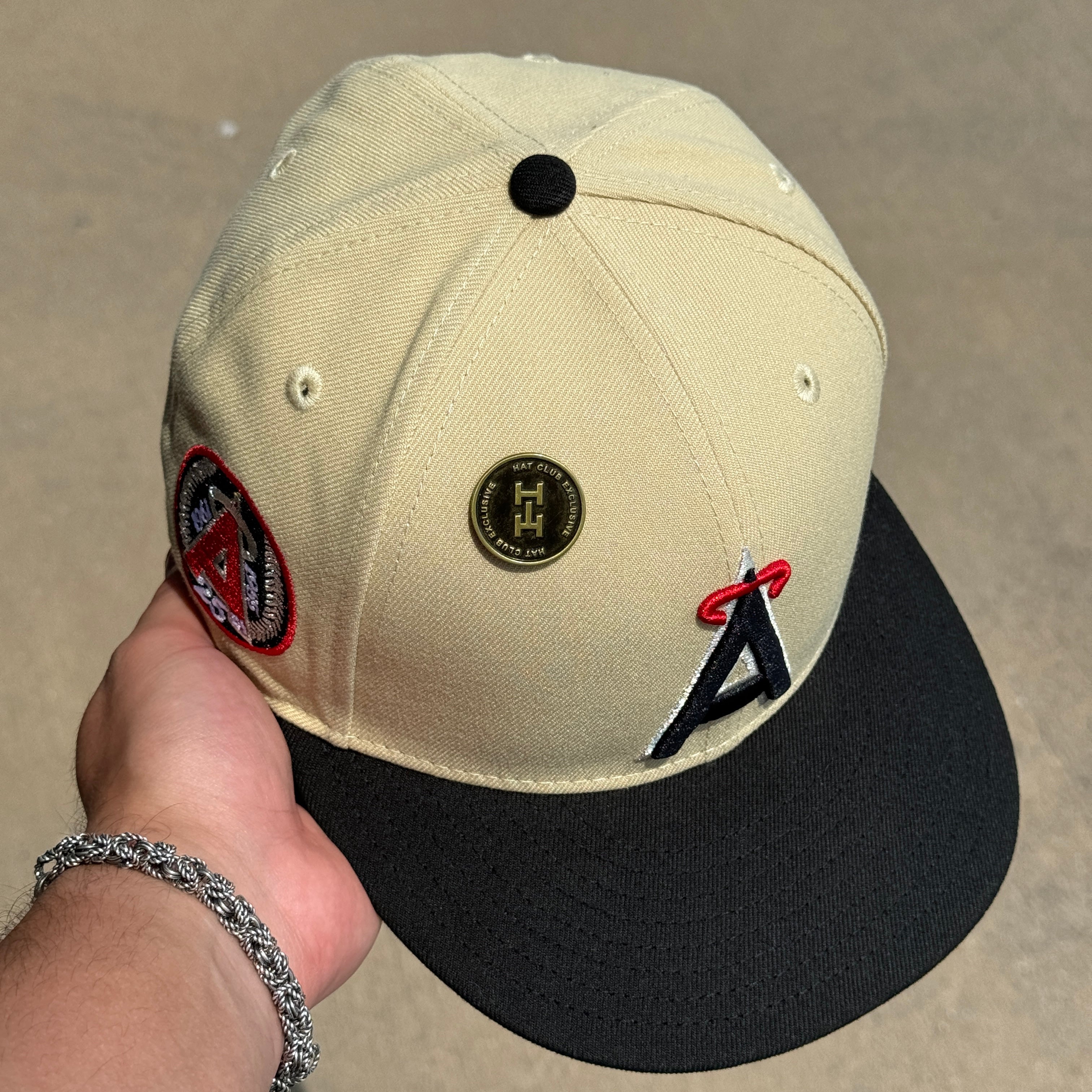 USED Khaki Los Angeles Angels 25th Anniversary 59fifty New Era Fitted Hat Cap