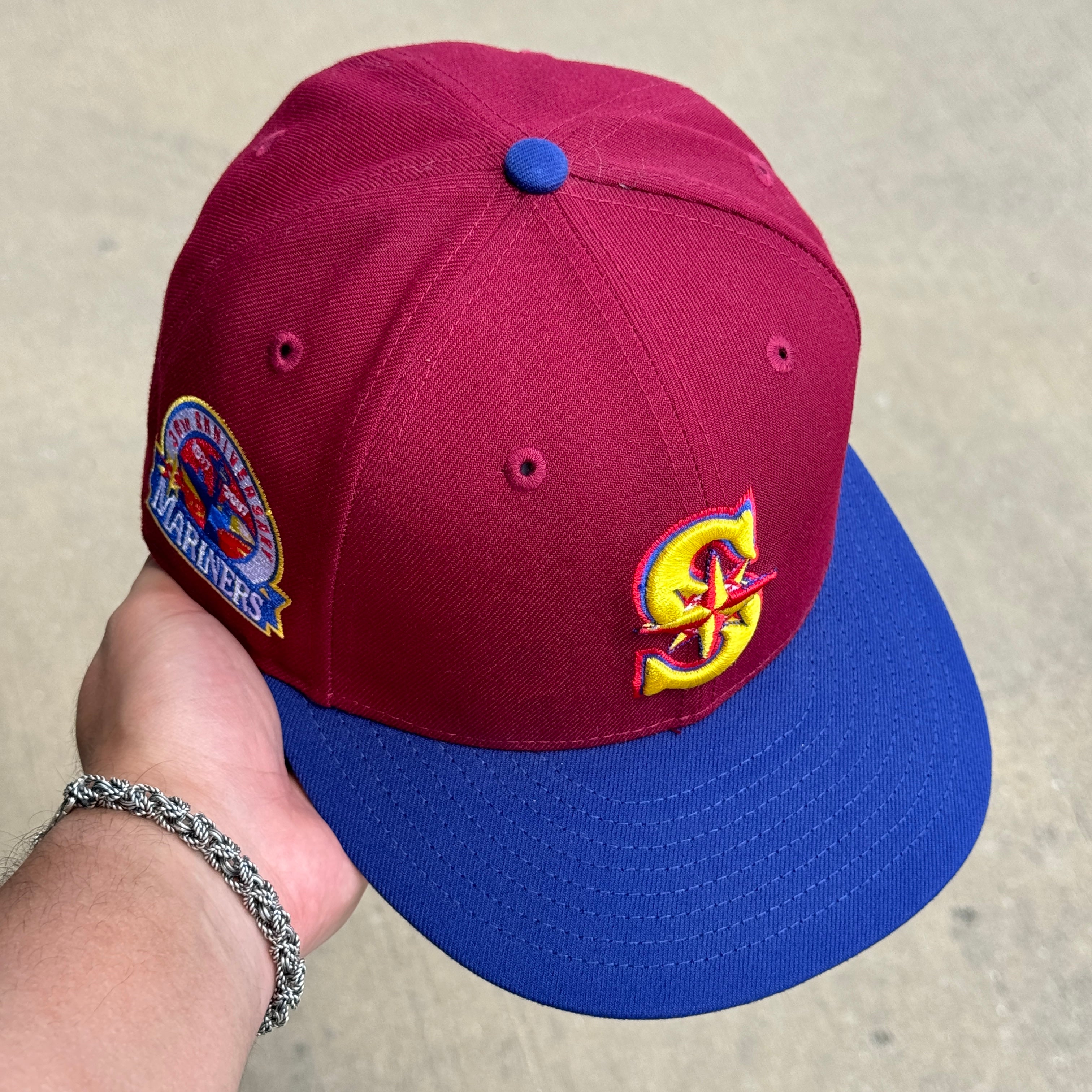 USED Burgundy Seattle Mariners 30th Anniversary 59fifty New Era Fitted Hat Cap