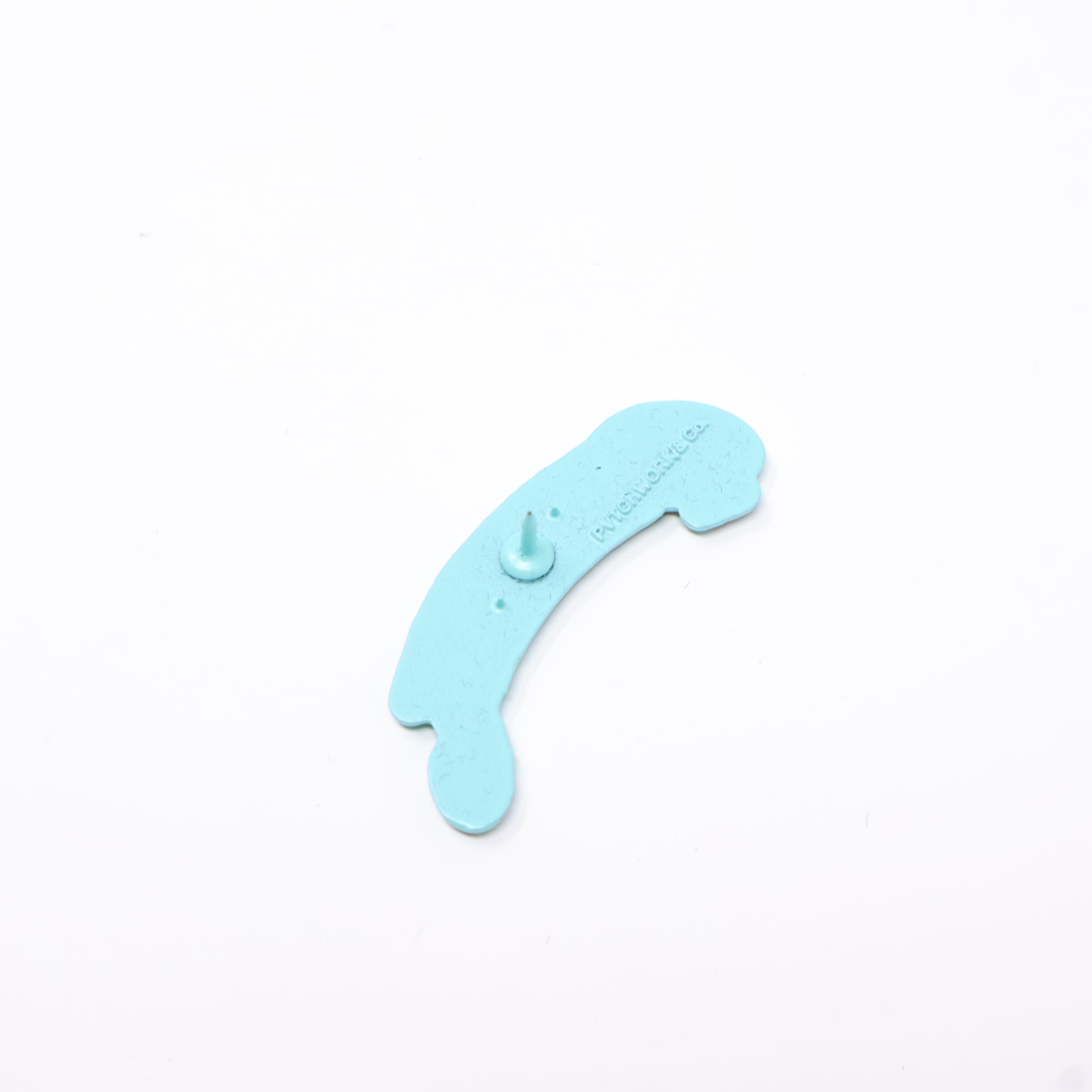 PvtchWork Cyan Blue Pink Rhinestones Black Text Script Pin