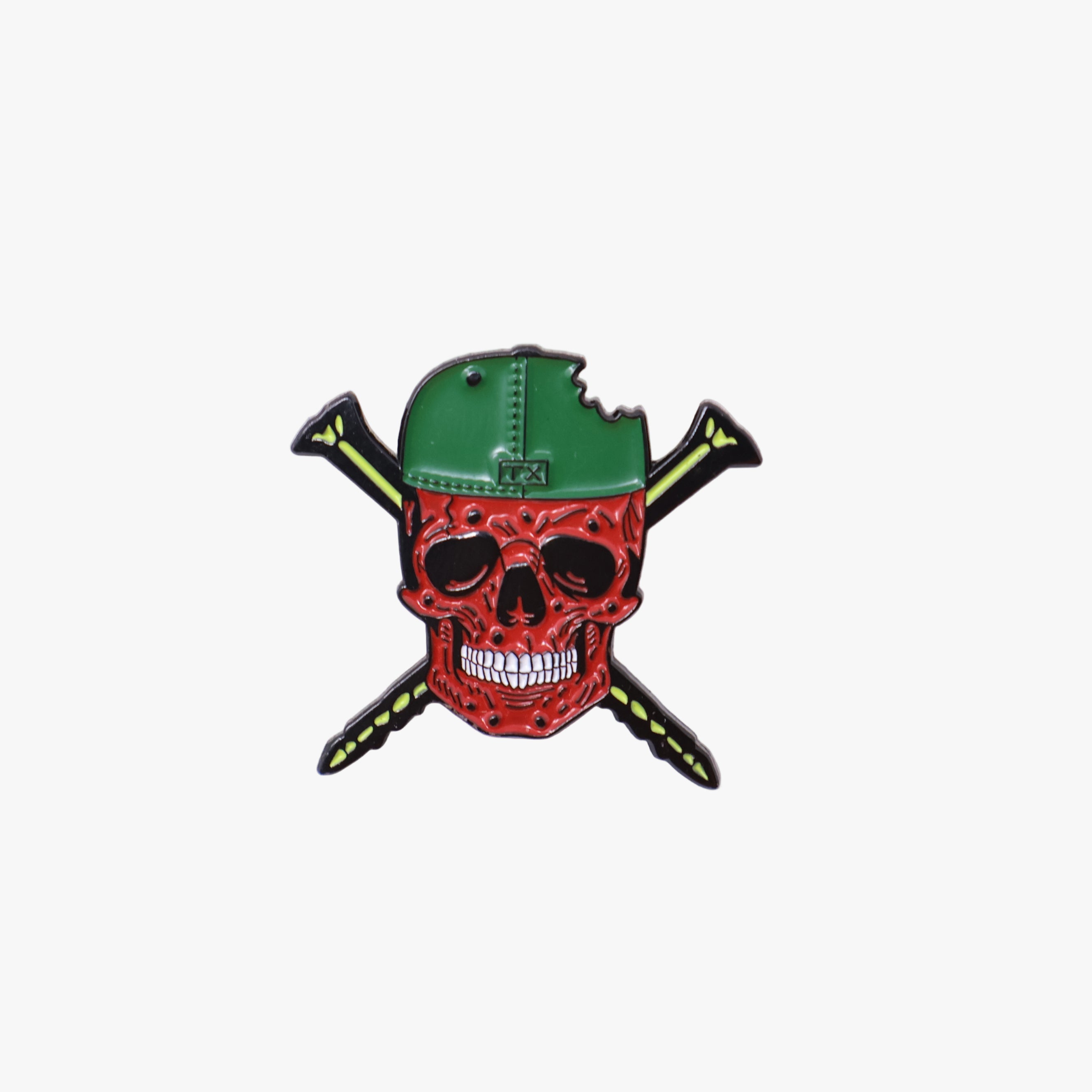 TXFitteds Skull Watermelon Pink Red Graphic Pin