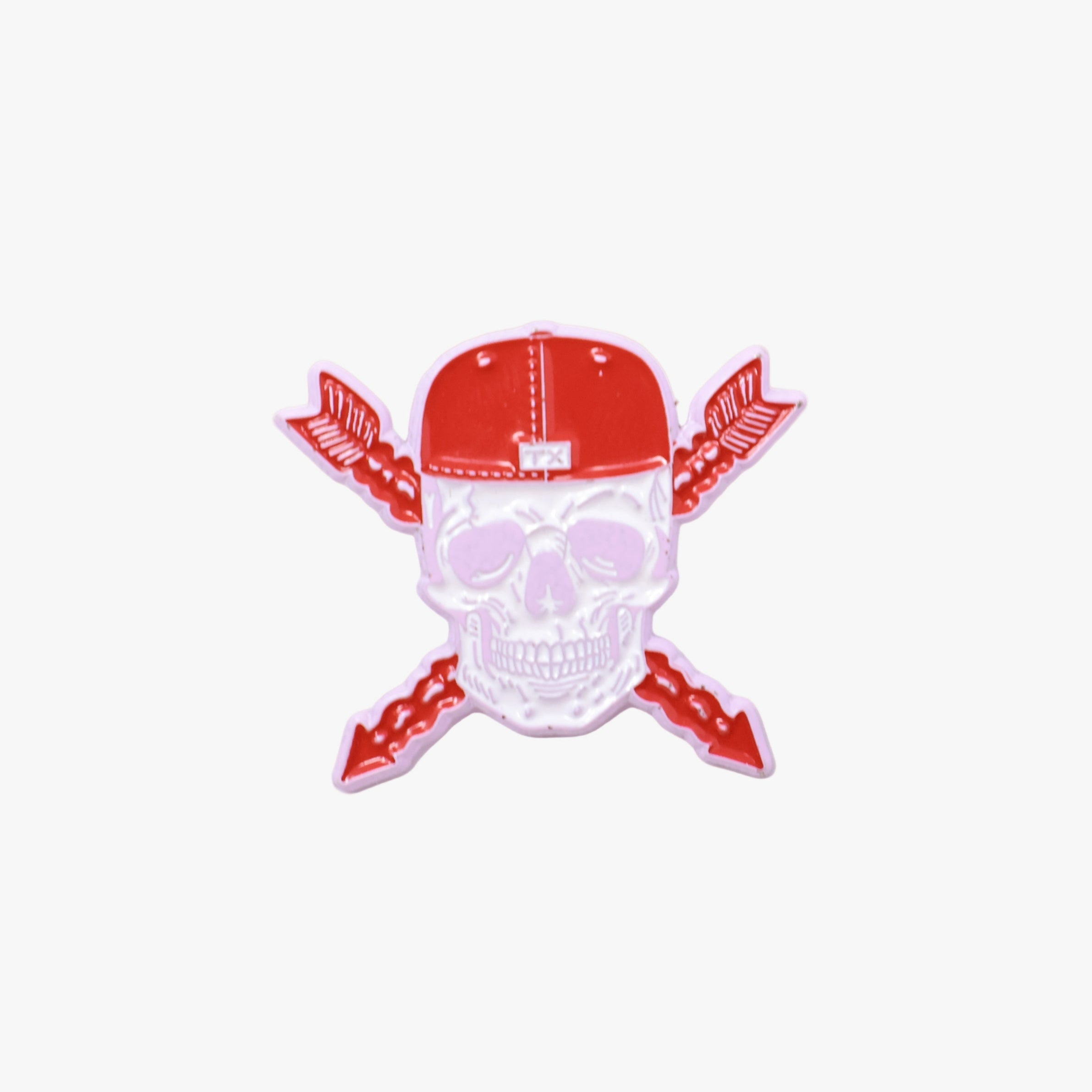 TXFitteds Skull Valentines Pink Red Graphic Pin