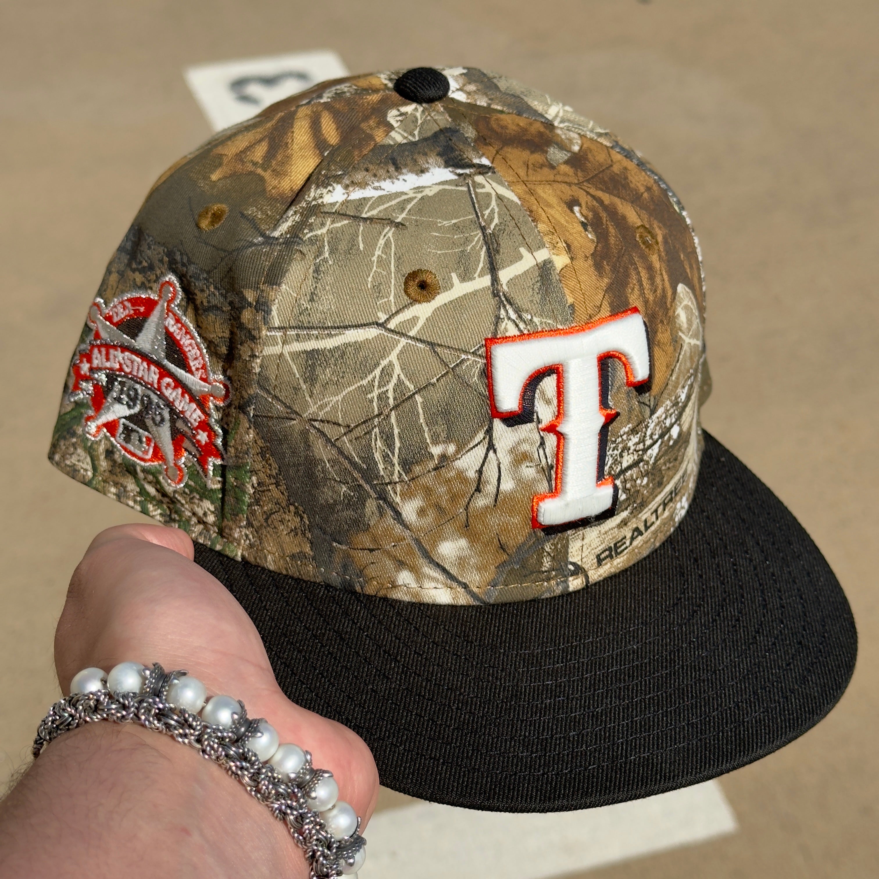 7 1/2 USED Realtree Texas Rangers 1995 All Star Game 59fifty New Era Fitted Cap