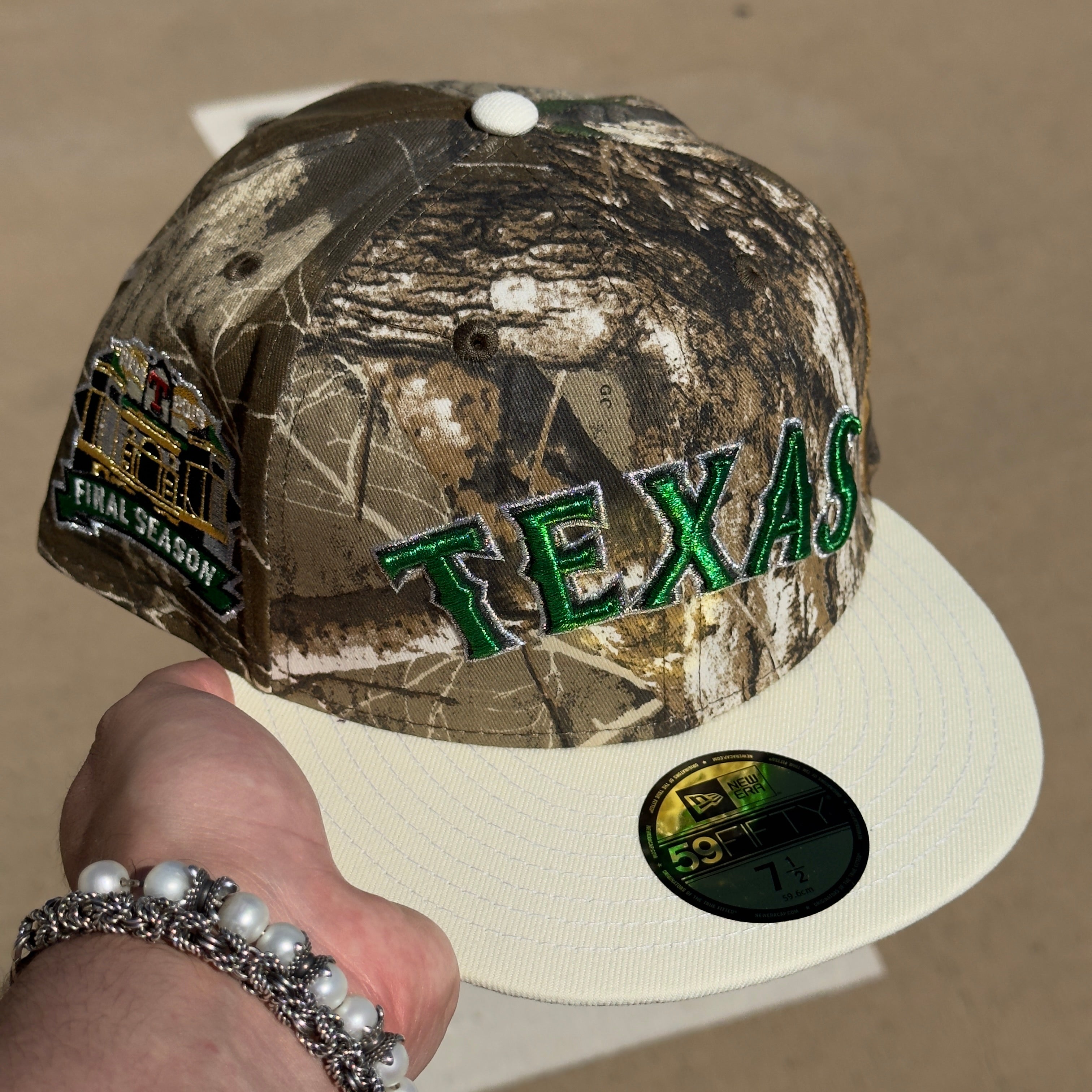 7 1/2 Realtree Camo Texas Rangers Final Season 59fifty New Era Fitted Cap Hat Sun