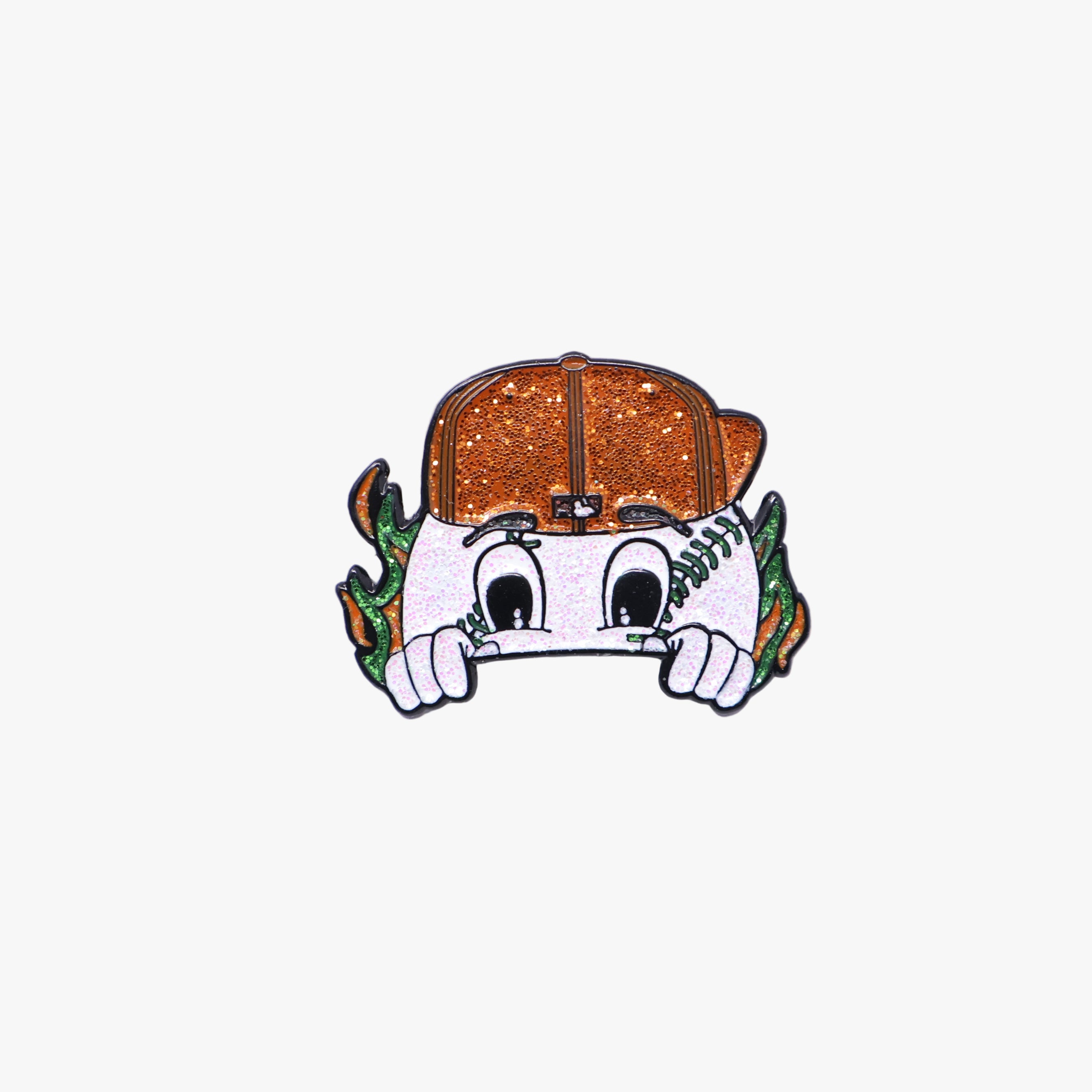 Baseball Orange Cap Peeker Pin