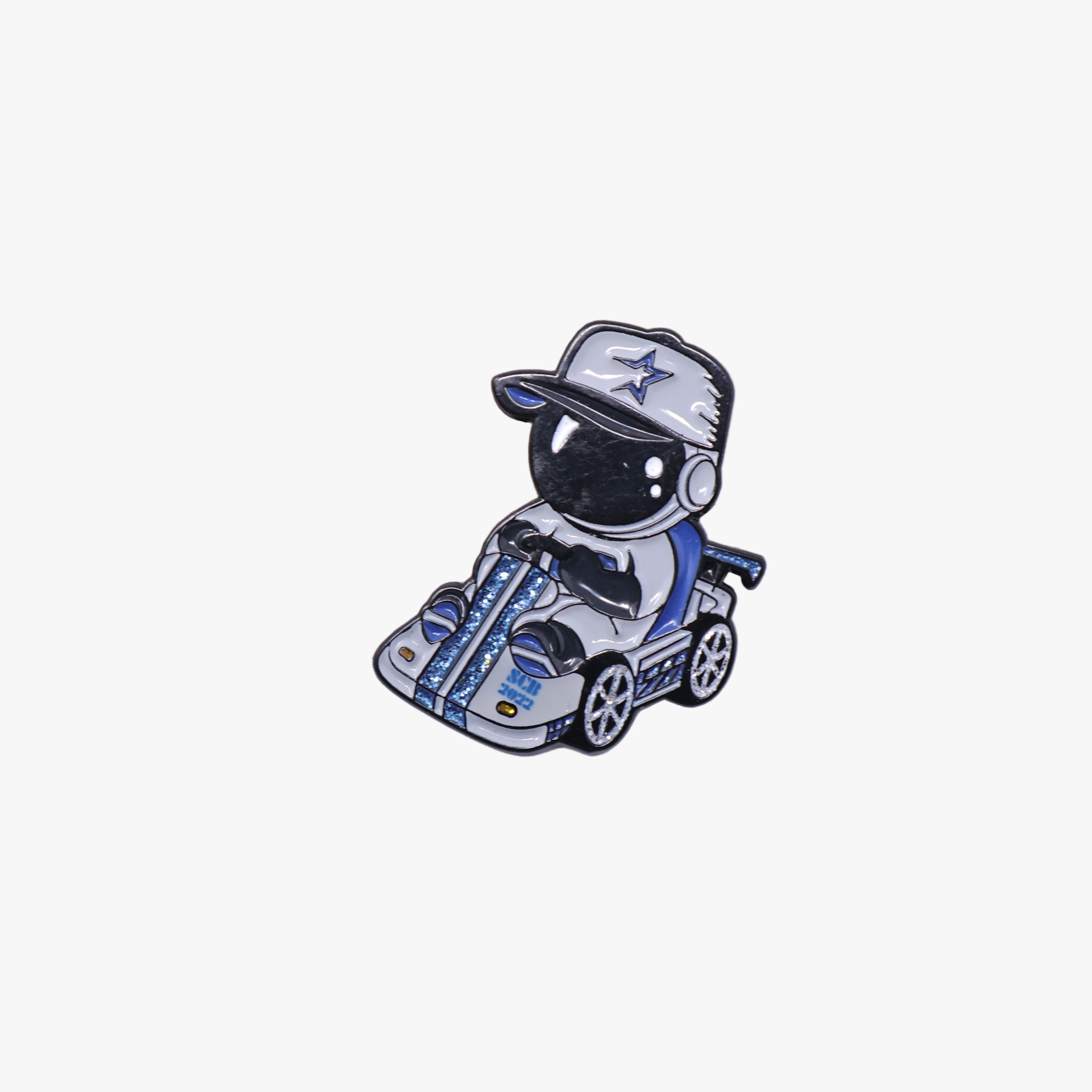 Spacecity Brims Gray and Icy blue Rollercoaster Car Graphic Pin
