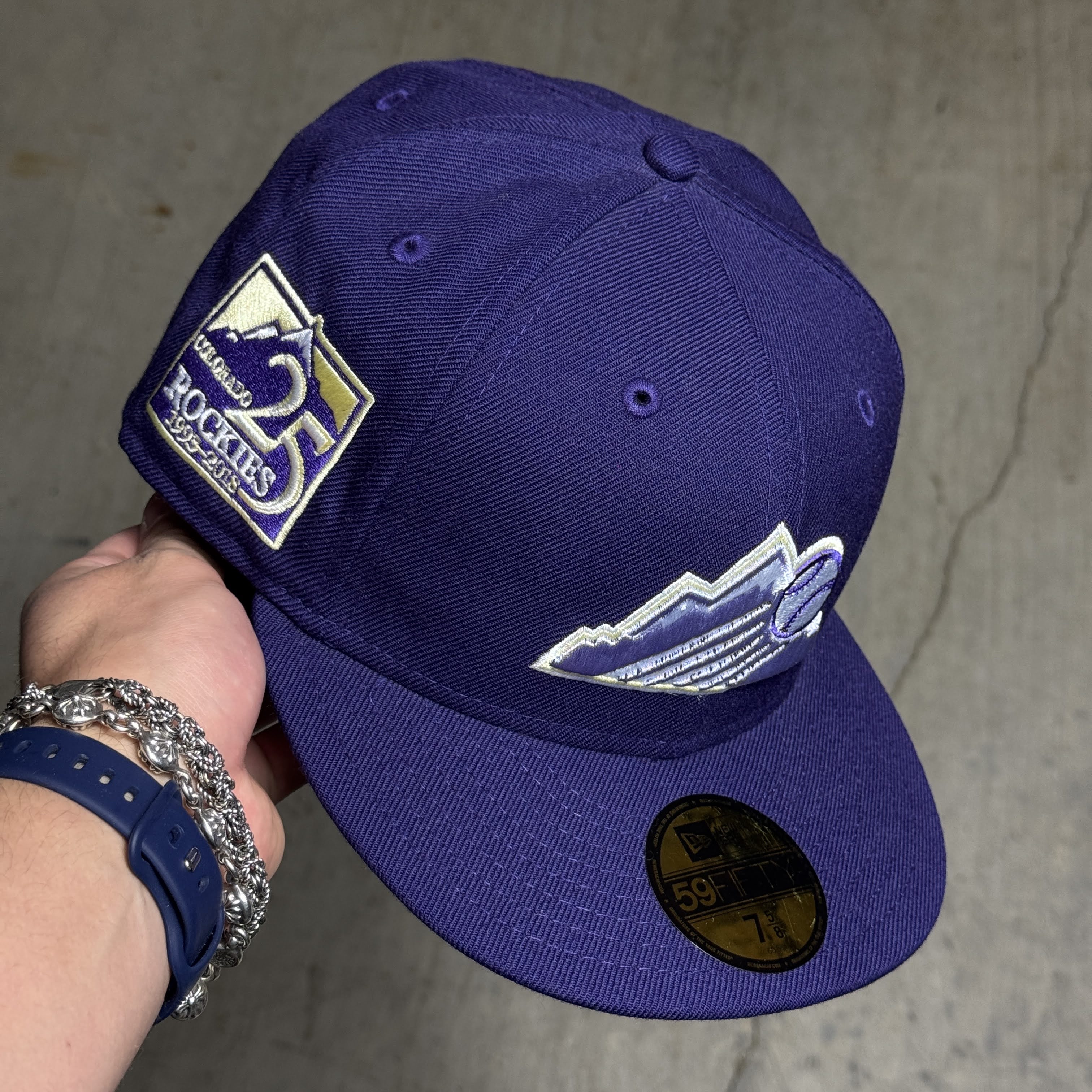 NWT 5/8 Purple Colorado Rockies 25th Anniversary 59fifty New Era Fitted Hat Cap