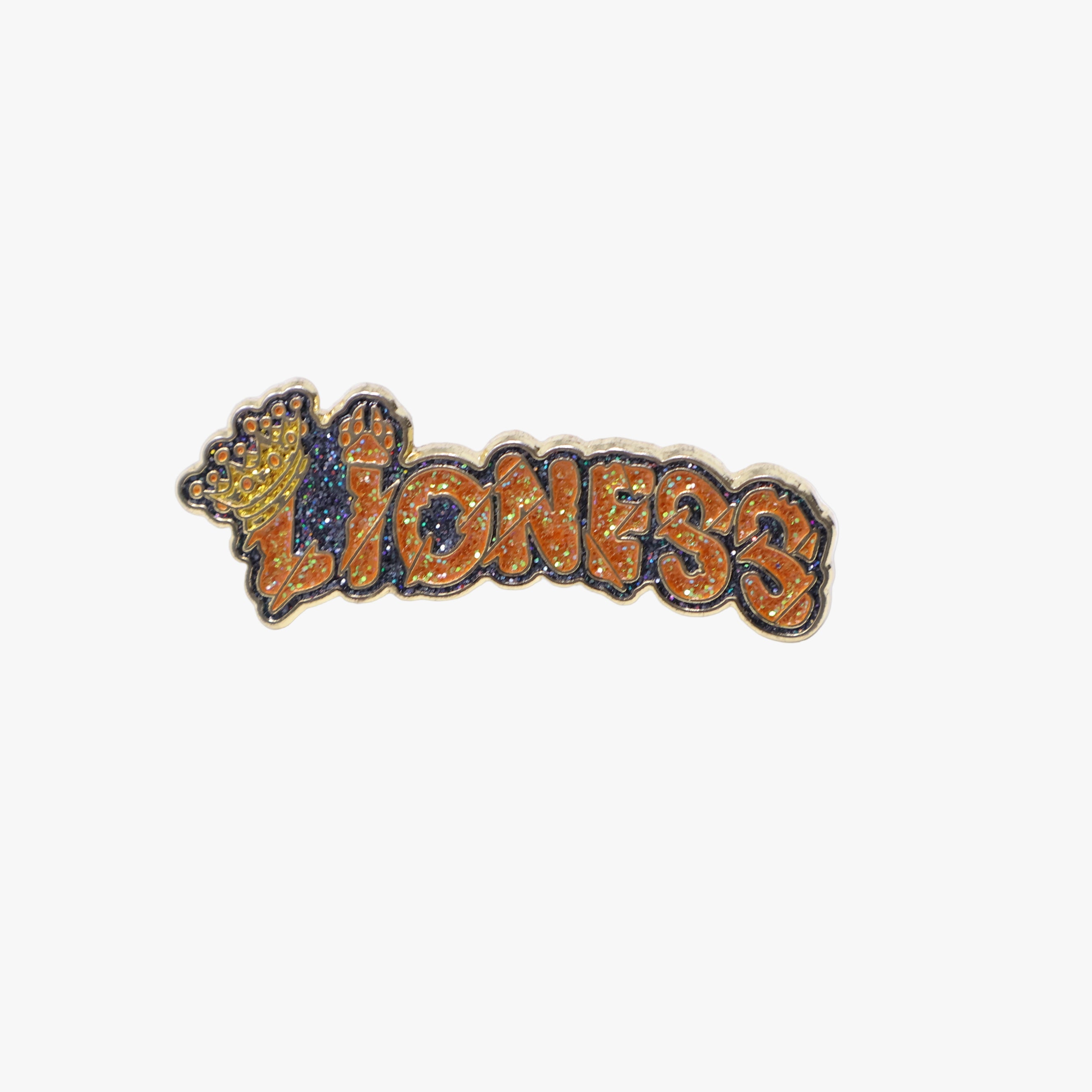 Orange Lioness Script Pin