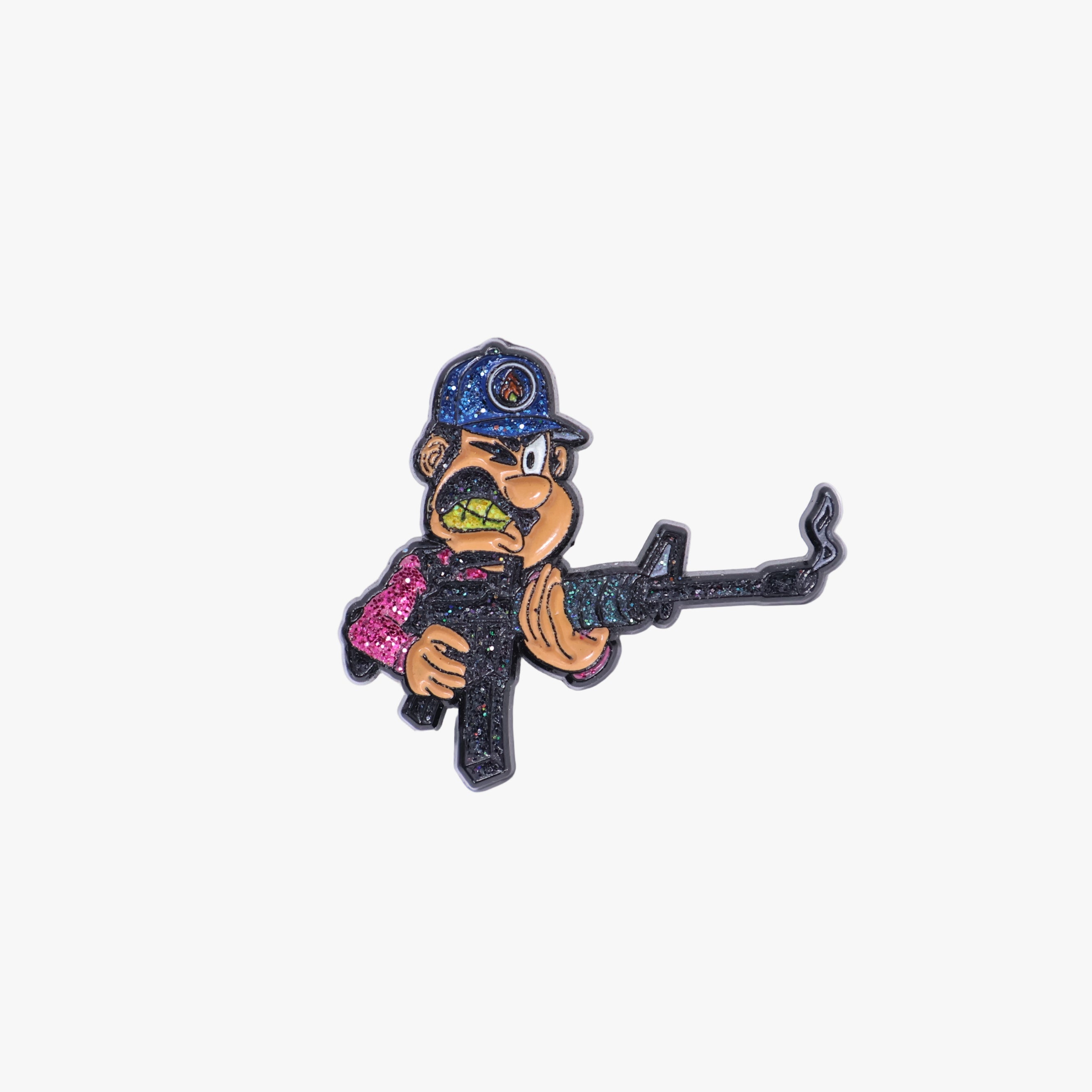 Purple Man Shooter AK-47 Graphic Pin