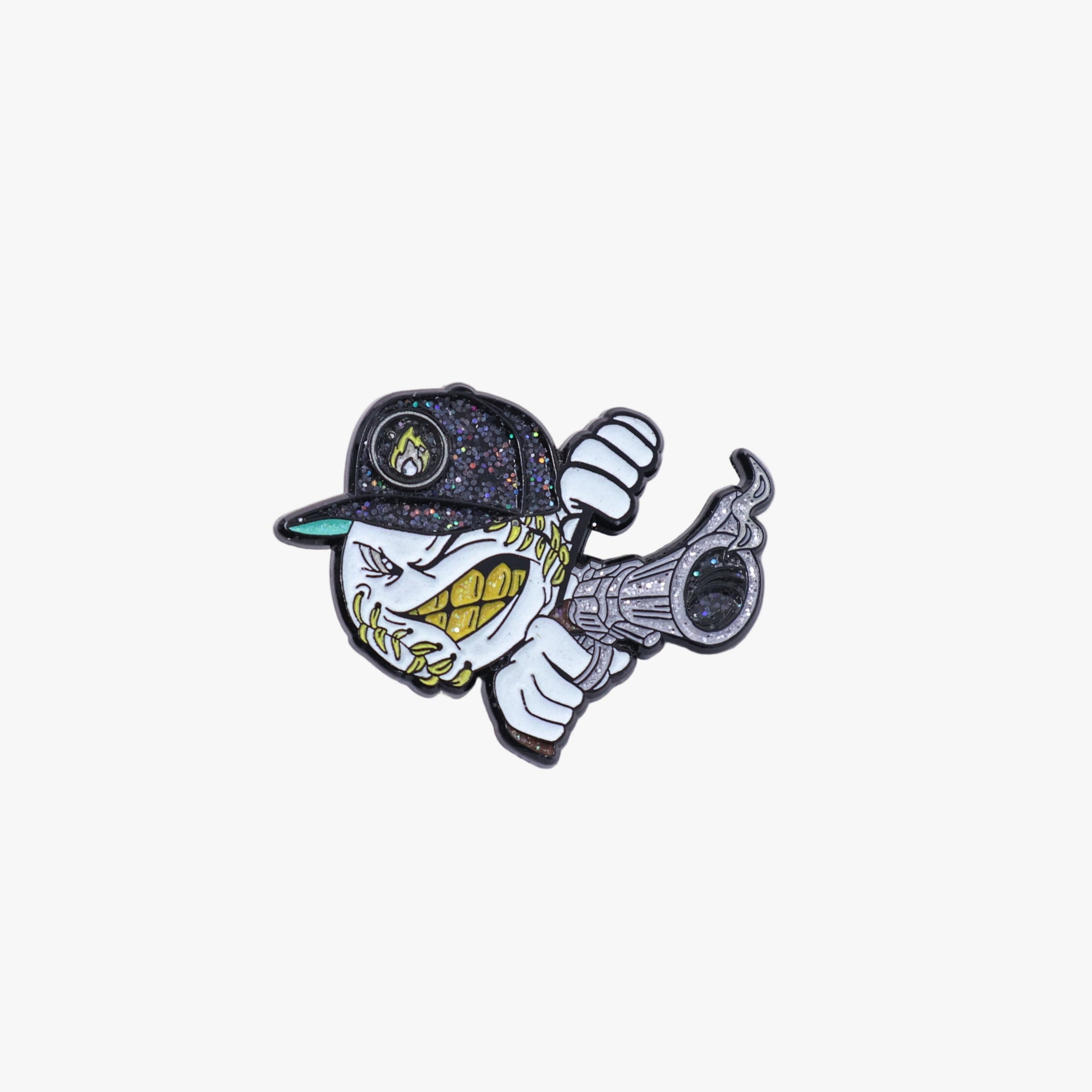 Classic Shooter Baseball Black Brim Cap Teal UV Peeker Pin (GITD)