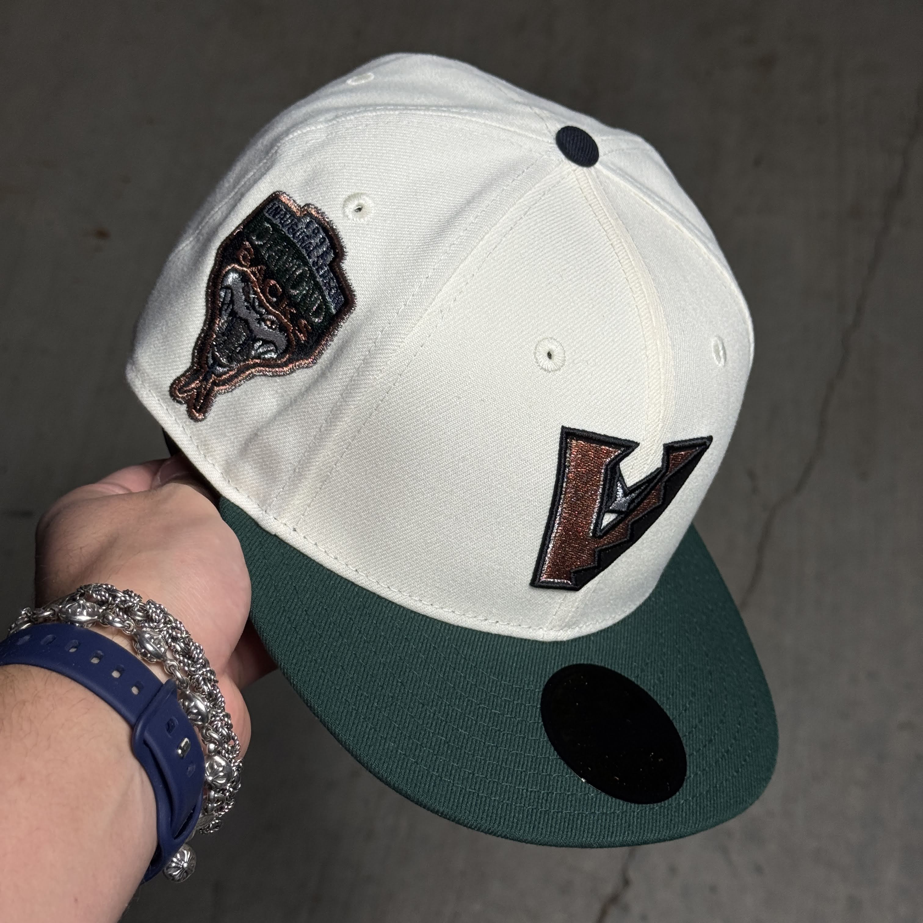 NWT 3/4 Chrome Arizona Diamondbacks 1998 Inaugural 59fifty New Era Fitted Hat Cap