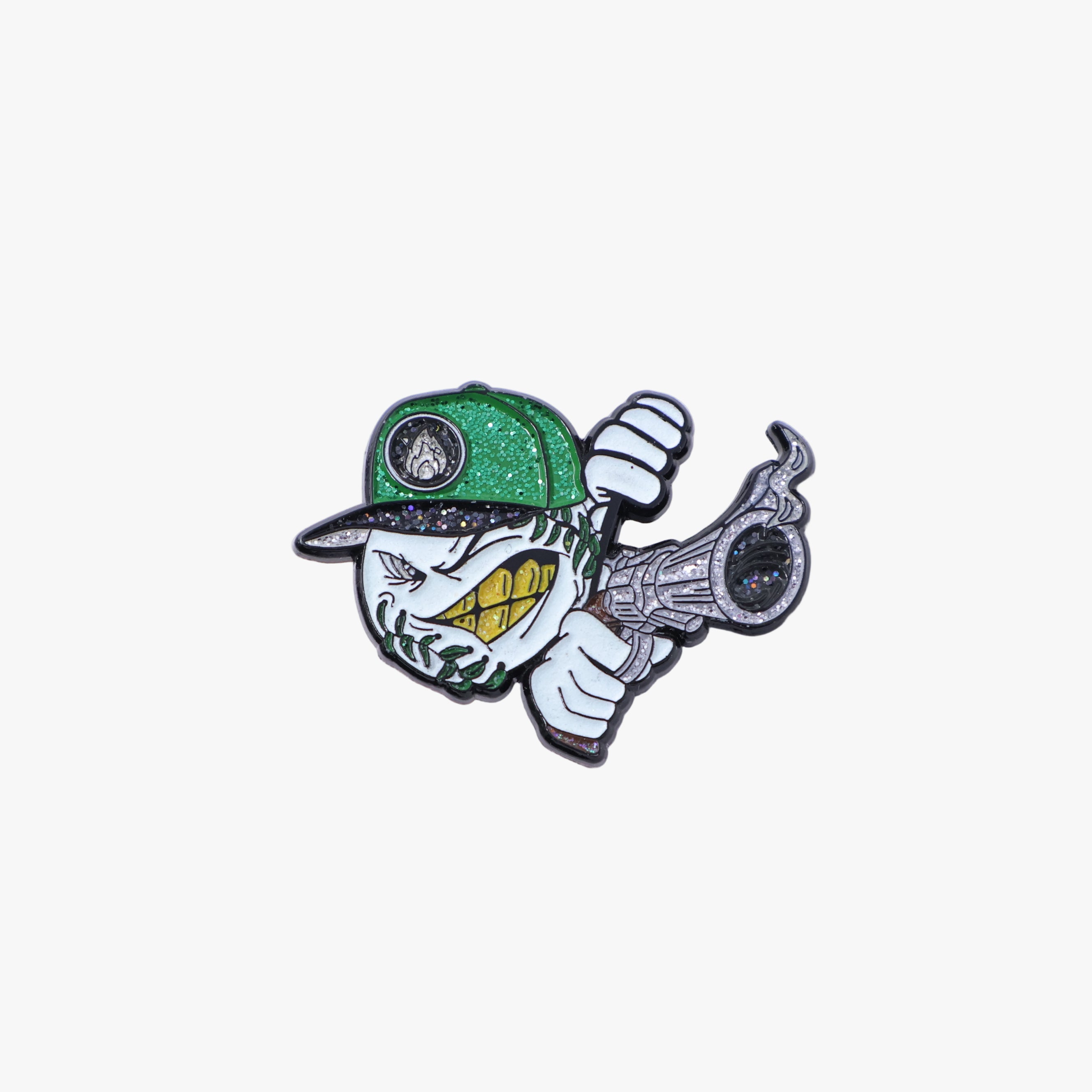 Classic Shooter Baseball Green Black Brim Cap Peeker Pin (GITD)