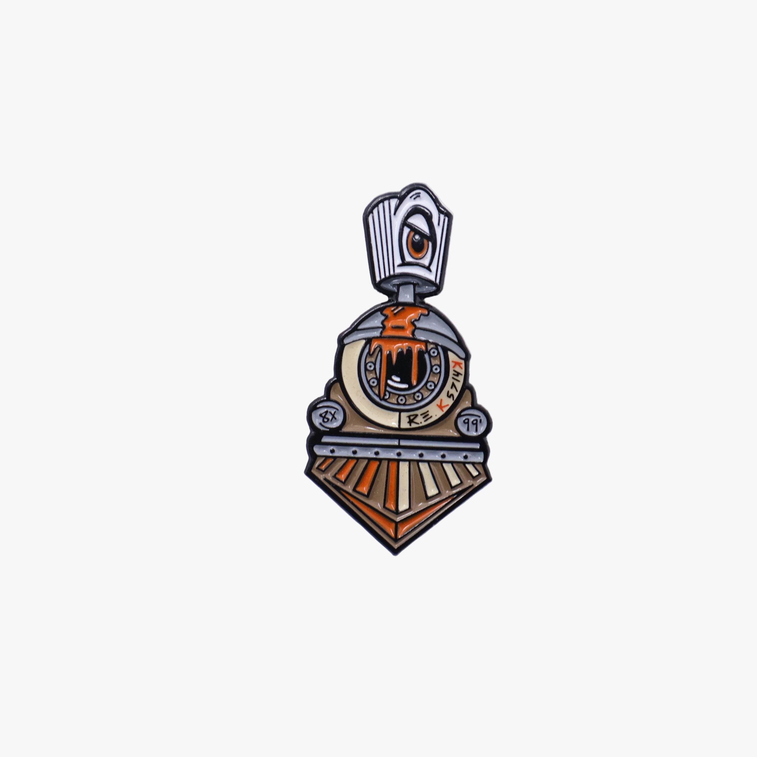 UmbrellaHeights Orange Beige Round Rock Graphic Pin