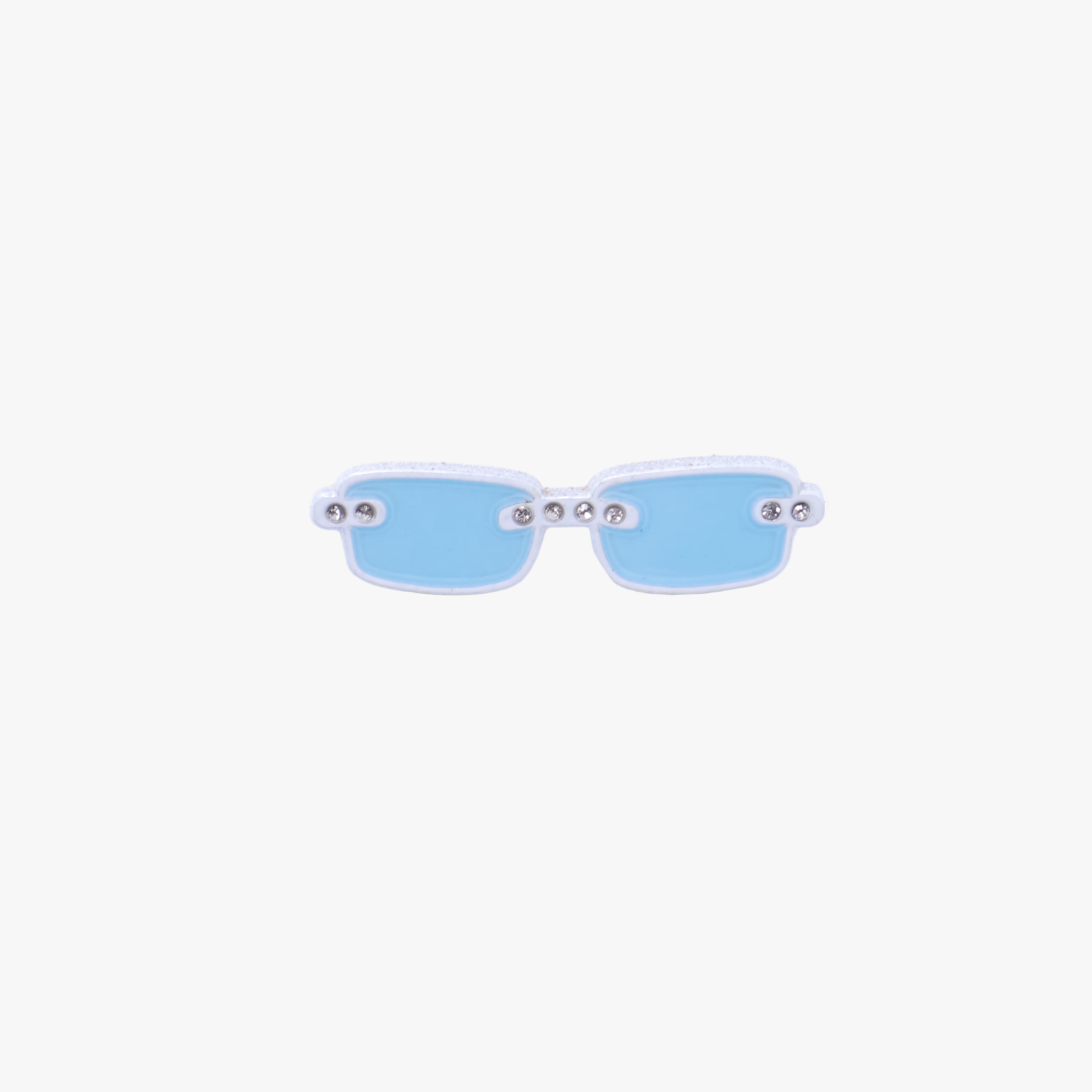 Conchis White Plating Rhinestone/Blue Eyeglasses Graphic Pin