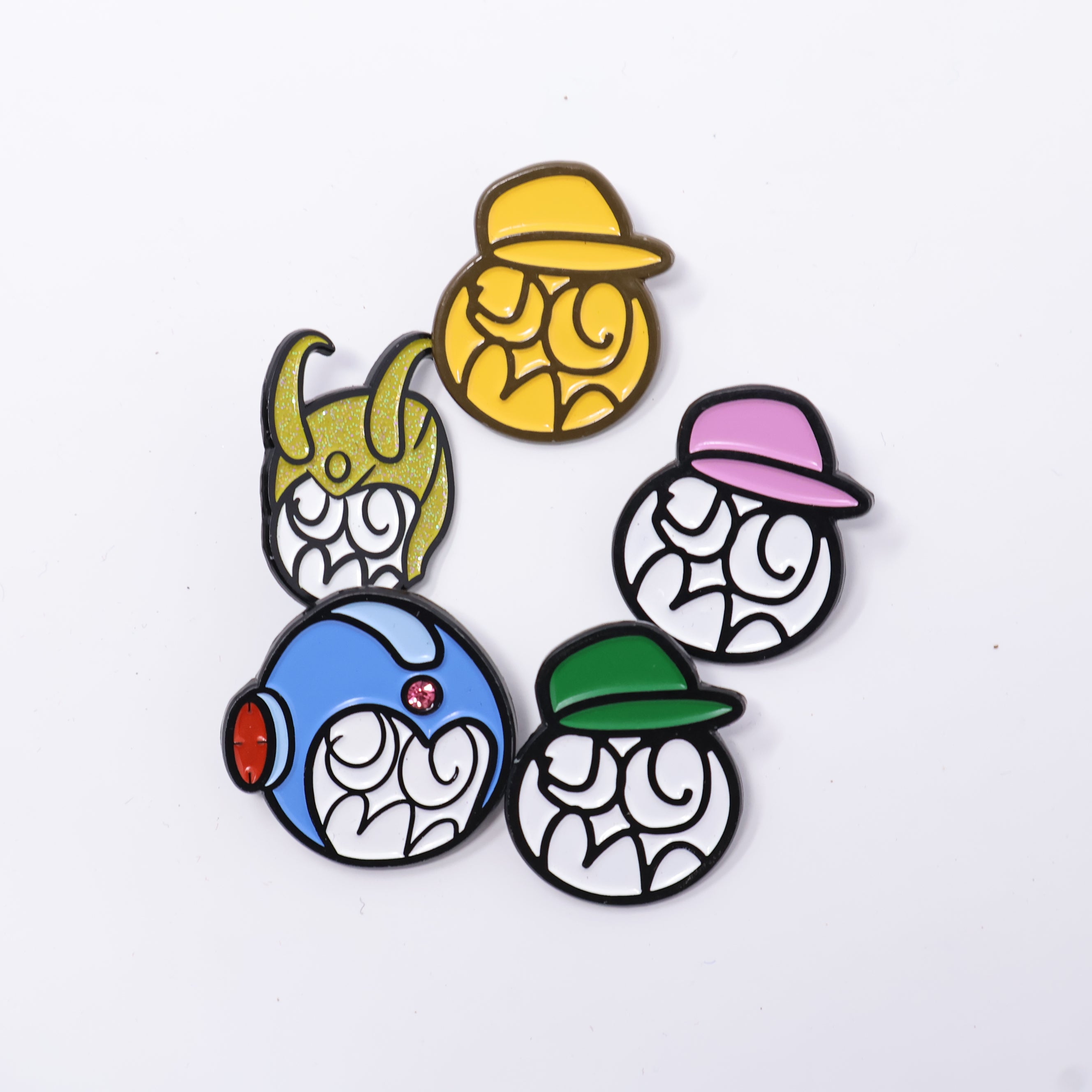 Doodle Face Various Graphic Pin