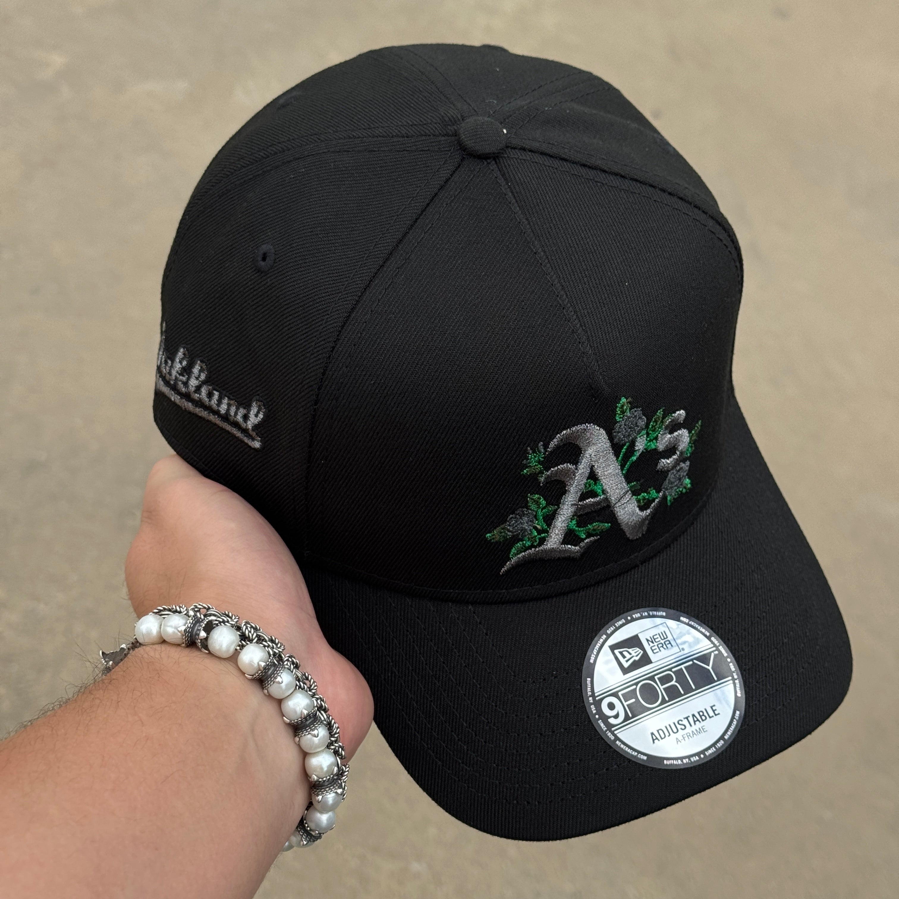 NWT Black Oakland Athletics Flower 9Forty New Era Adjustable Snapback Hat