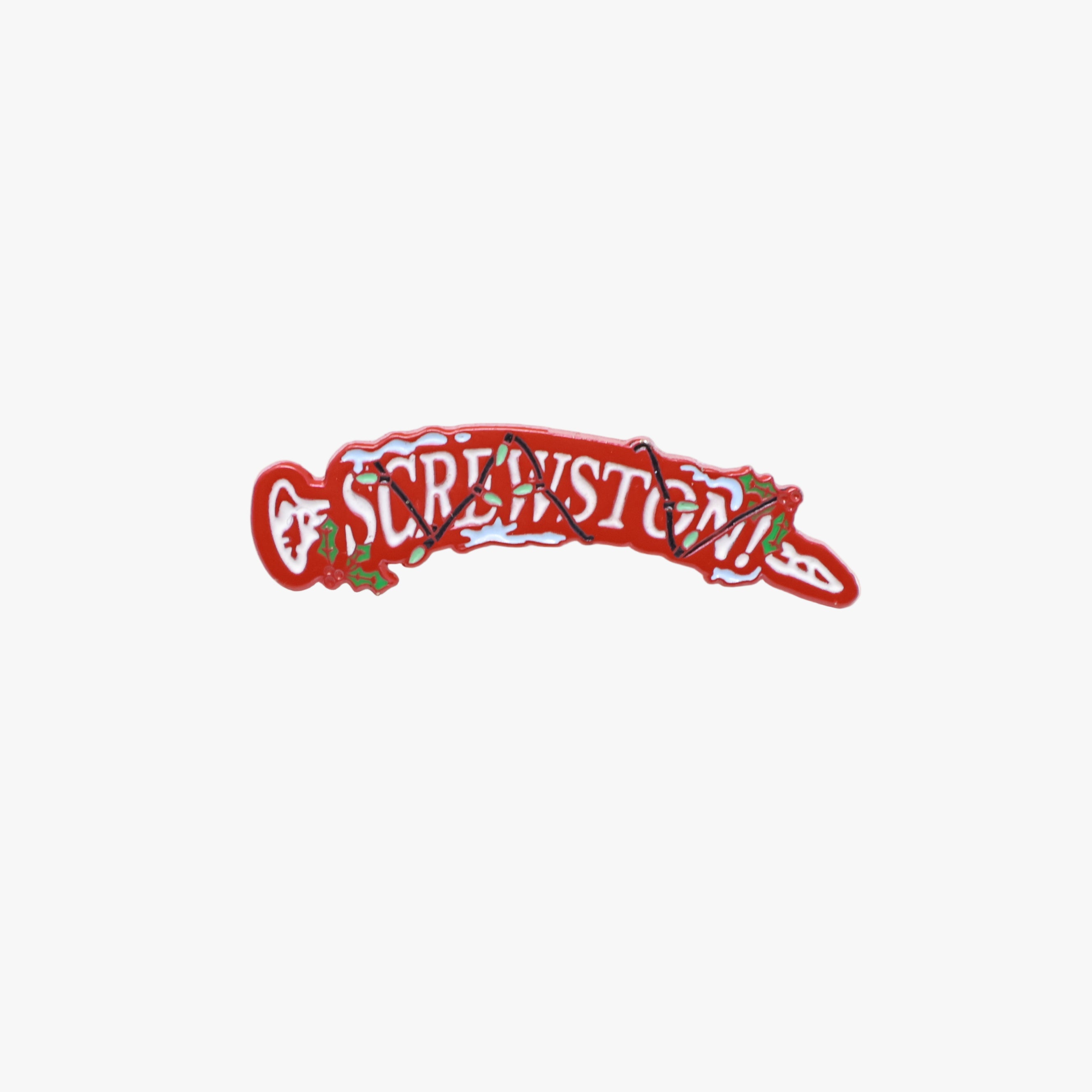 SCREWSTON Red Christmas Script Pin