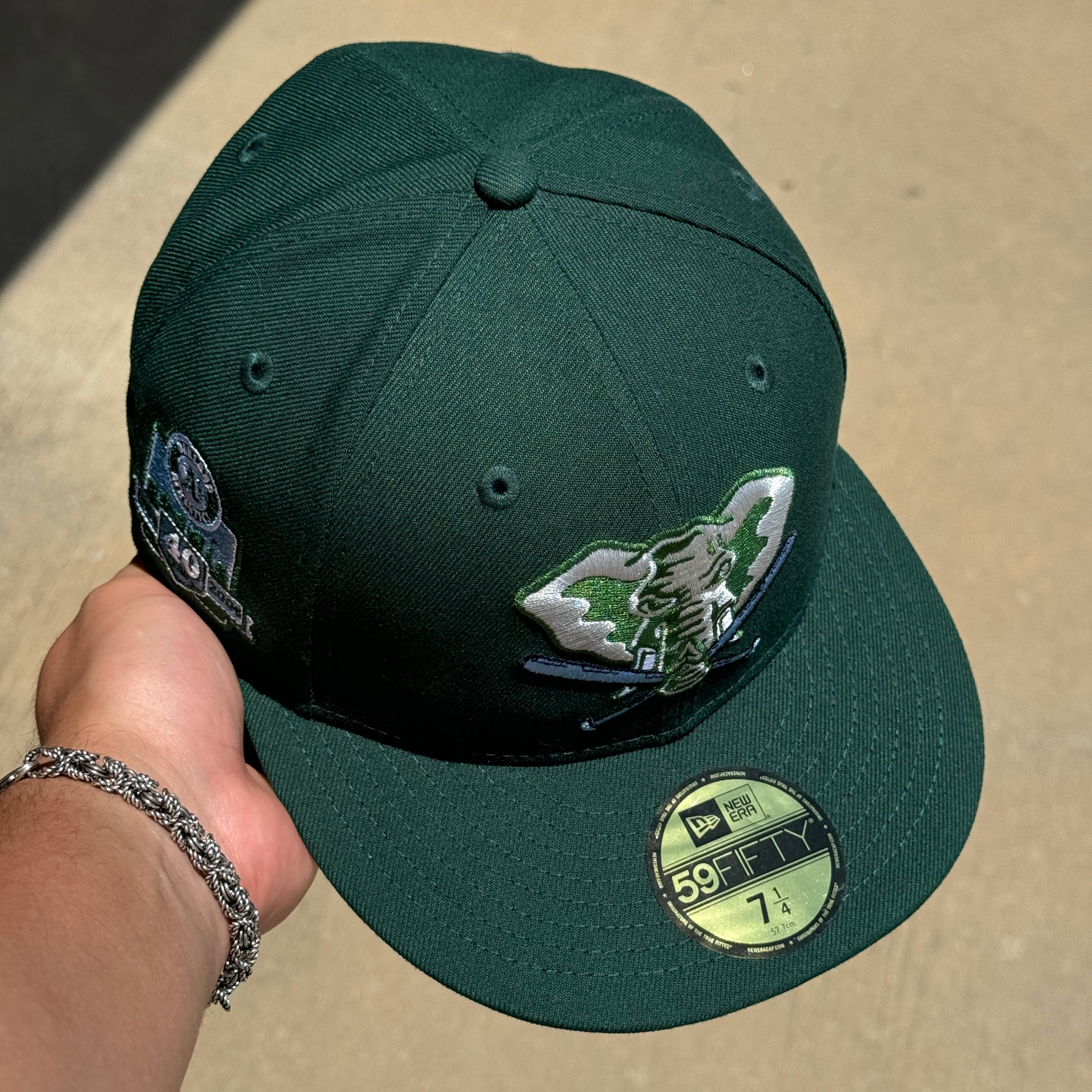 USED Green Oakland Athletics 40th Anniversary 59fifty New Era Fitted Hat Cap