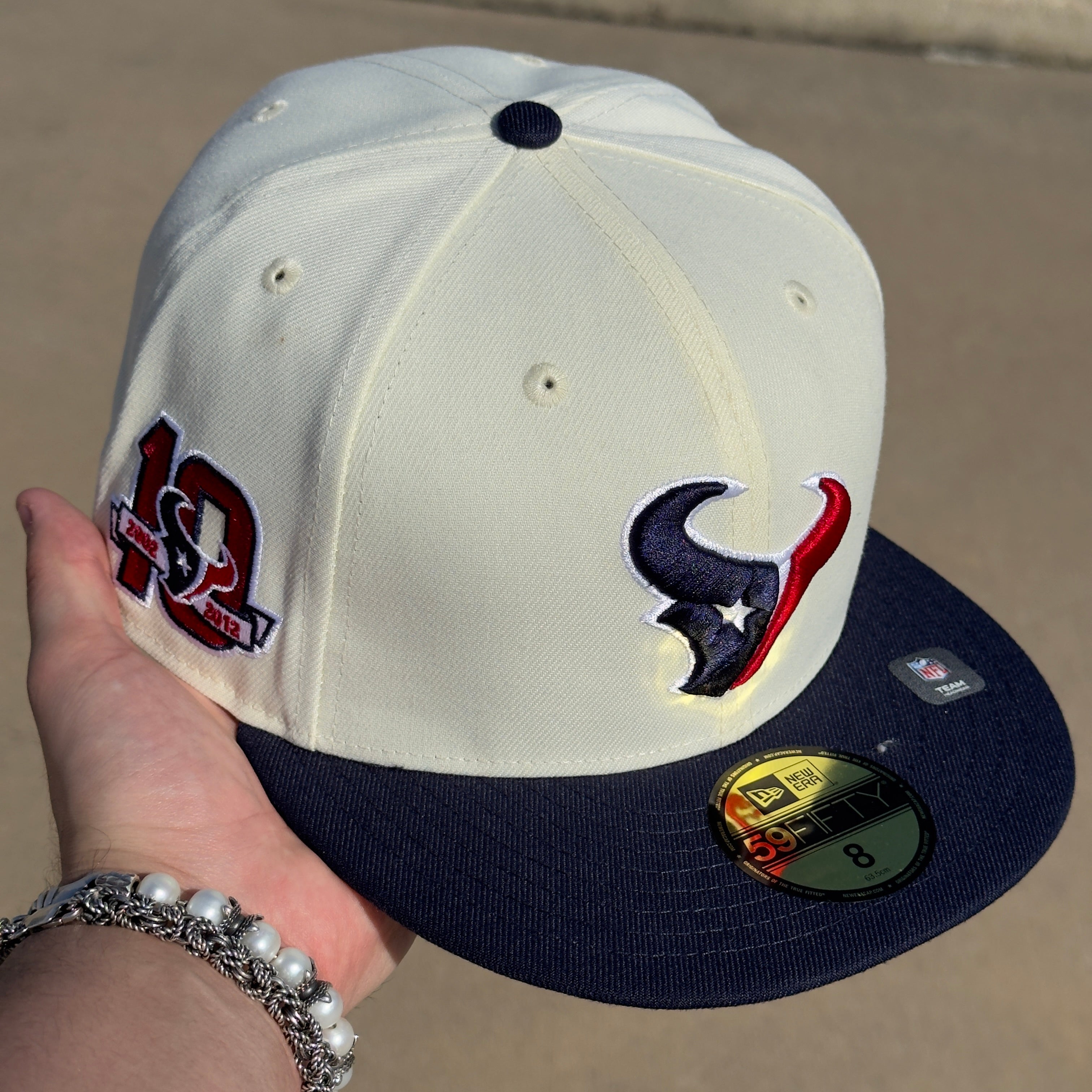 Size 8 Houston Texans 10 Years NFL 59fifty New Era Fitted Cap Hat Sun