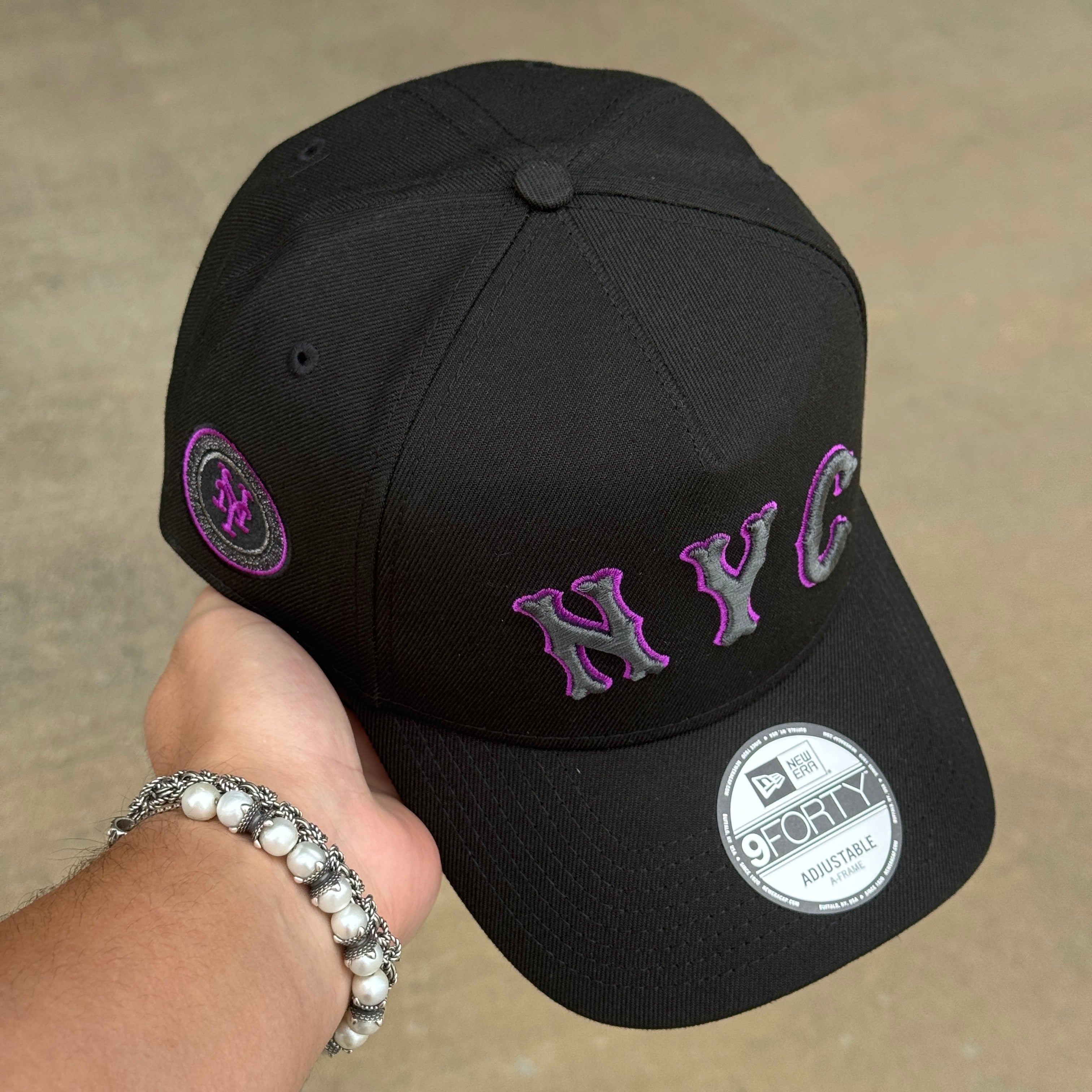 NWT Black New York Mets City Connect 9Forty New Era Adjustable Snapback Hat