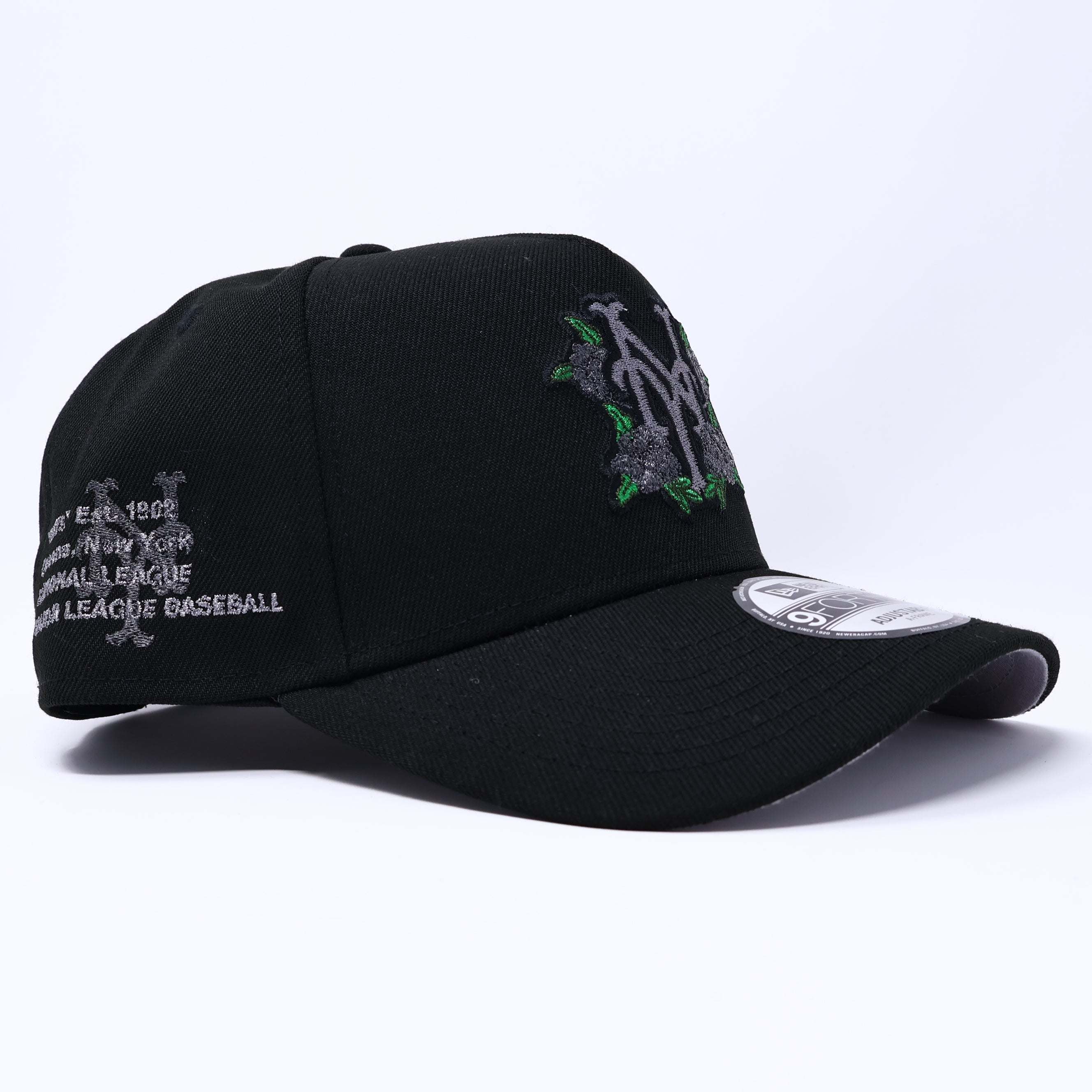 Black New York Mets Queens MLB 9Forty A-Frame Adjustable Strap New Era Cap Hat Sun Dad