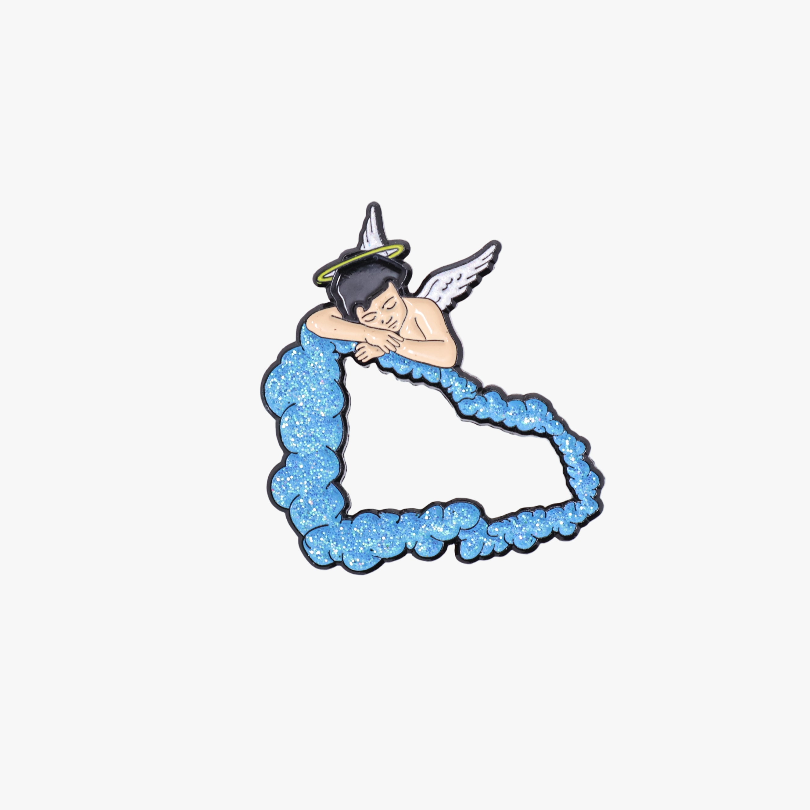 Baby Angel Blue Clouds Flag Outline Pin