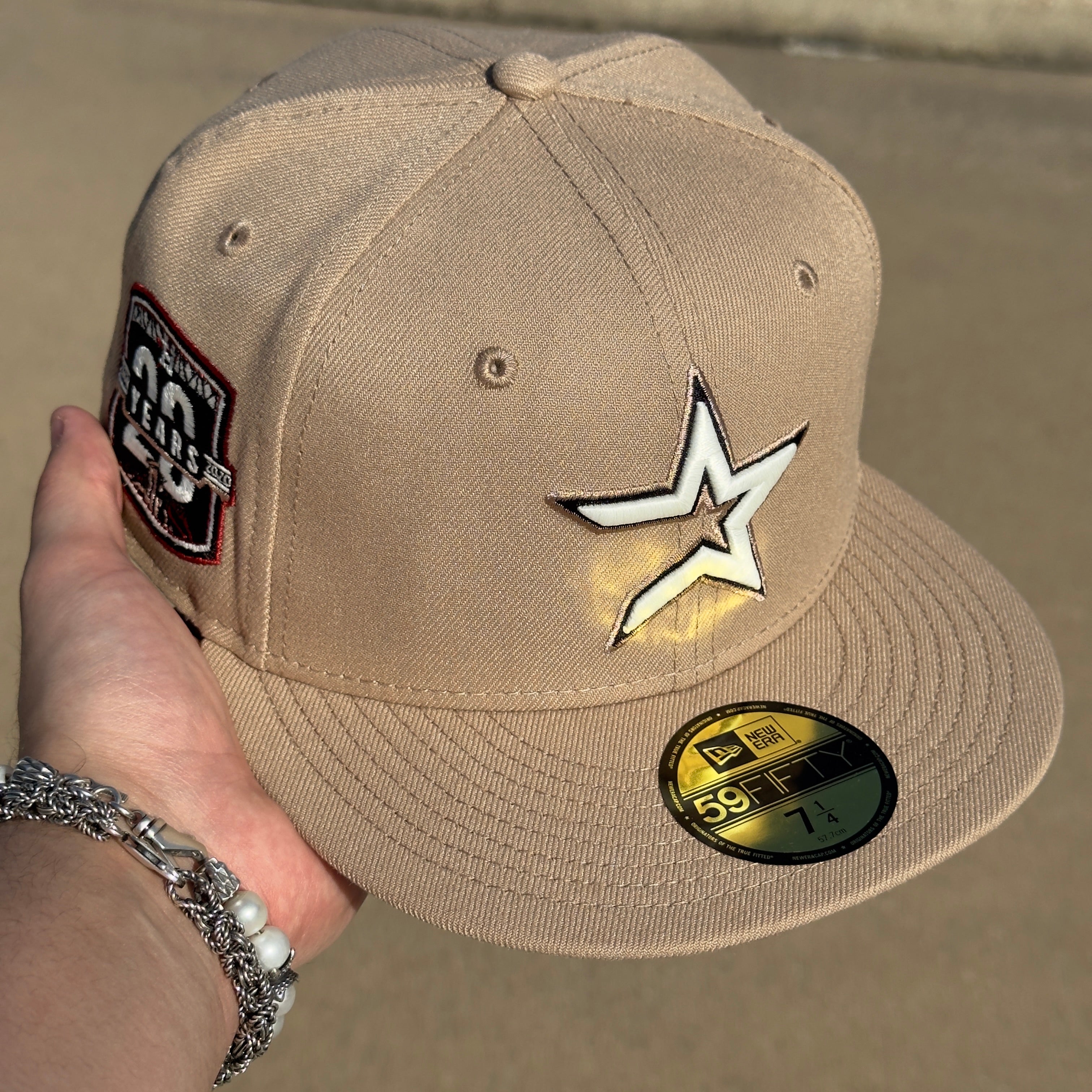 7 1/4 Khaki Houston Astros 20 Years 59fifty New Era Fitted Cap Hat Sun