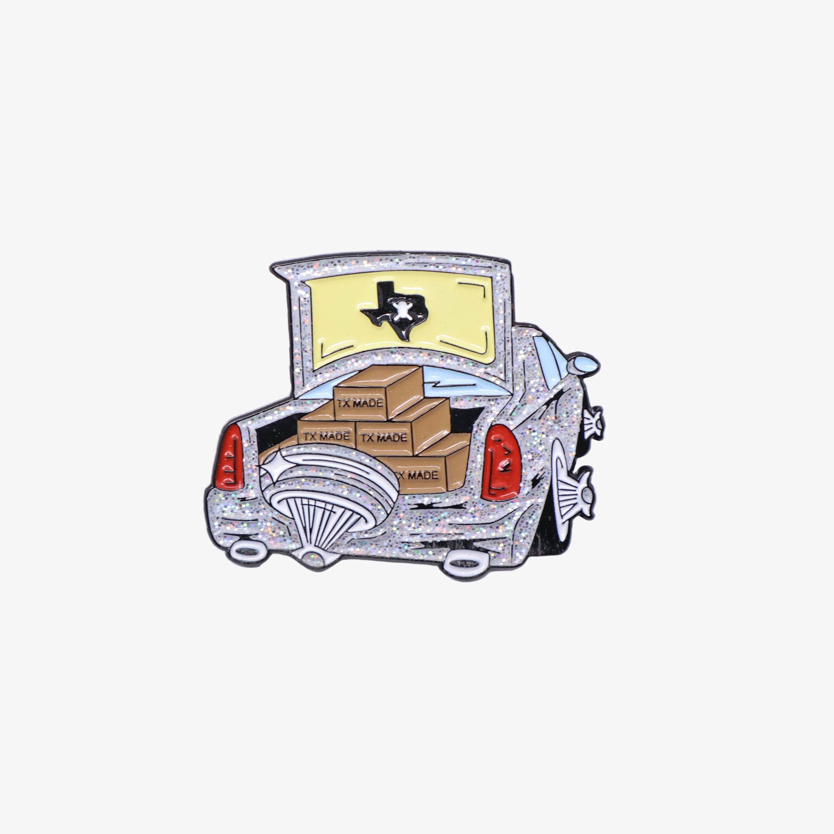 TXFitteds Texas State White Iris Slab Car Graphic Pin