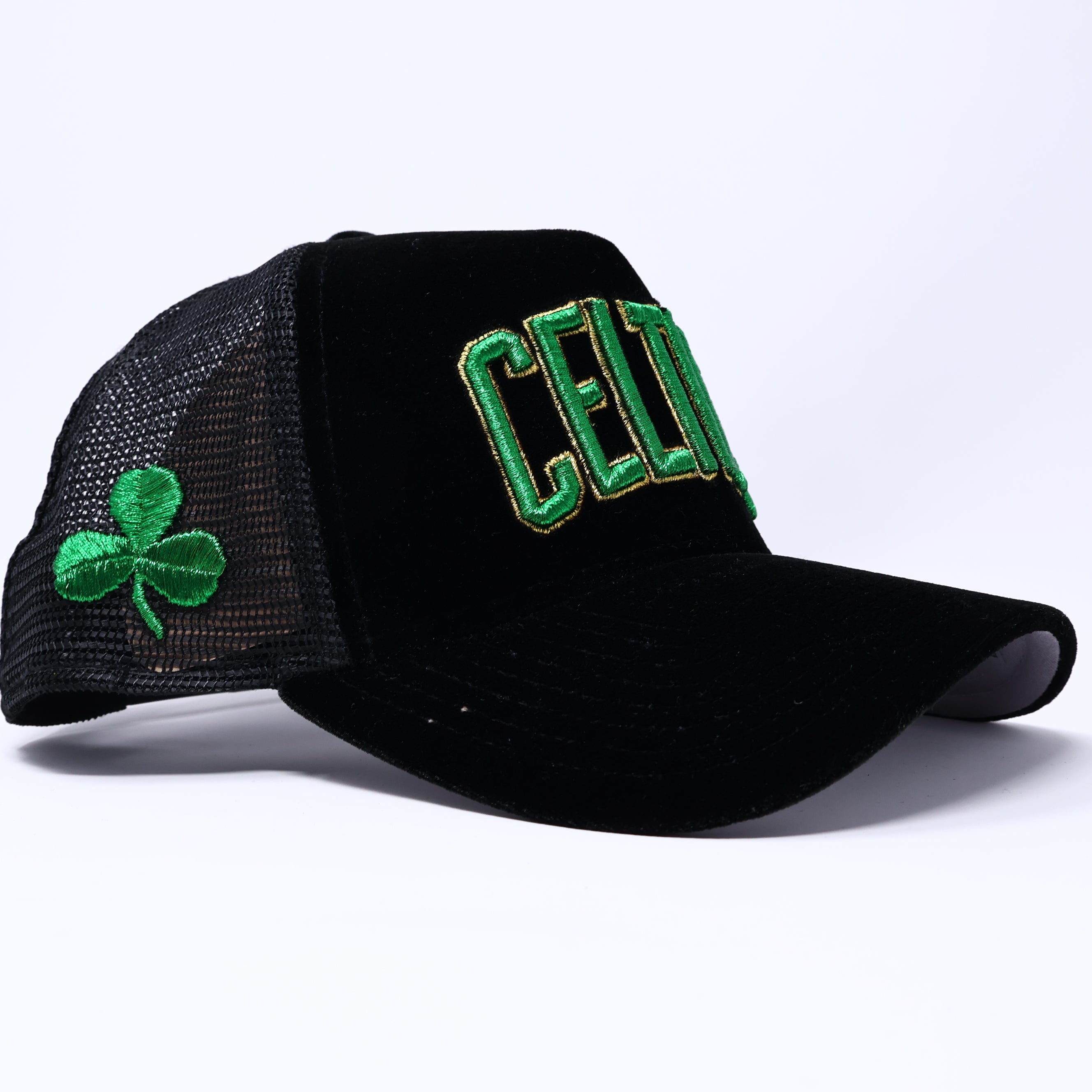 NEW Black Velour Boston Celtics 3 Leaf Clover NBA 9Forty New Era Adjustable Snapback Hat