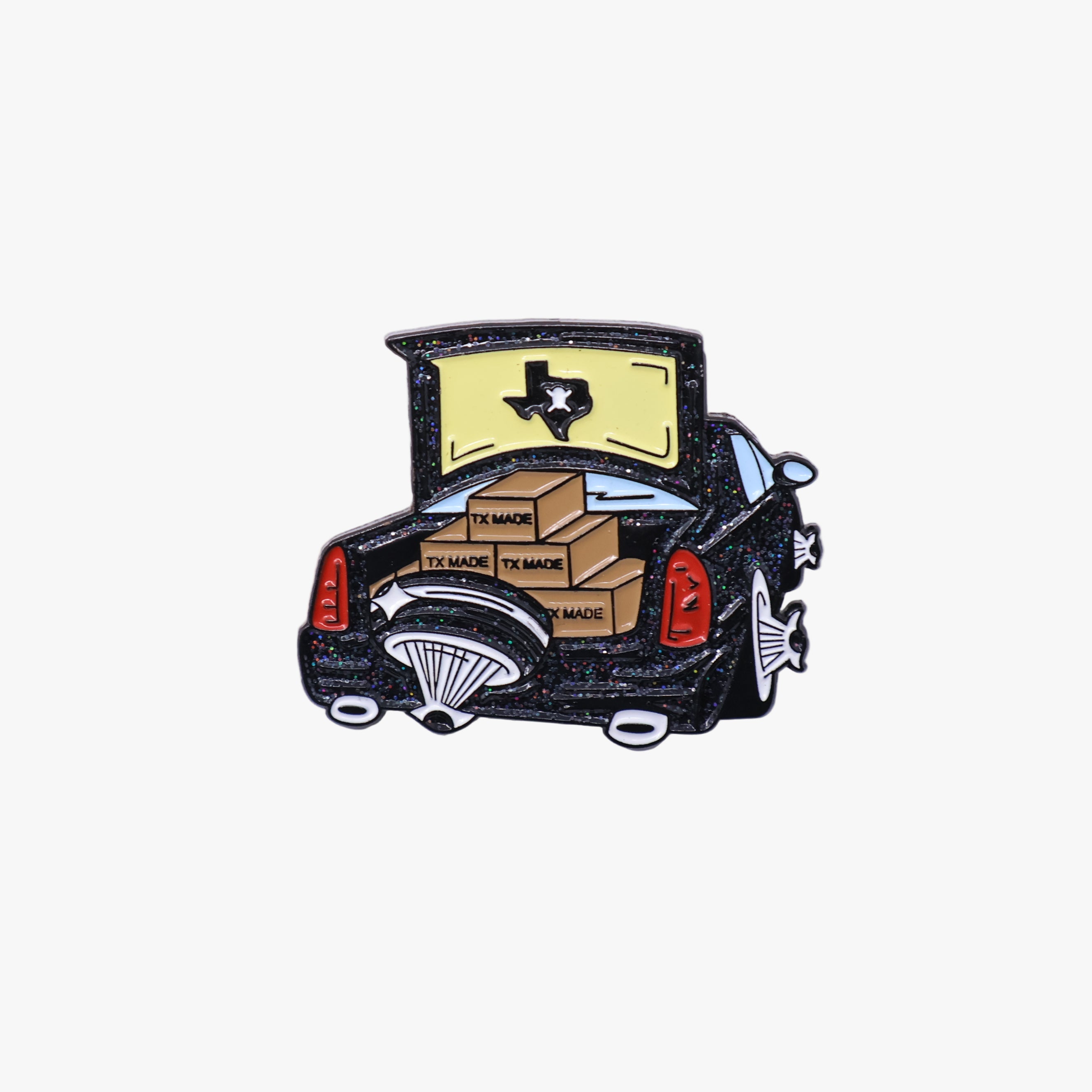 TXFitteds Texas State Black Glitter Slab Car Graphic Pin