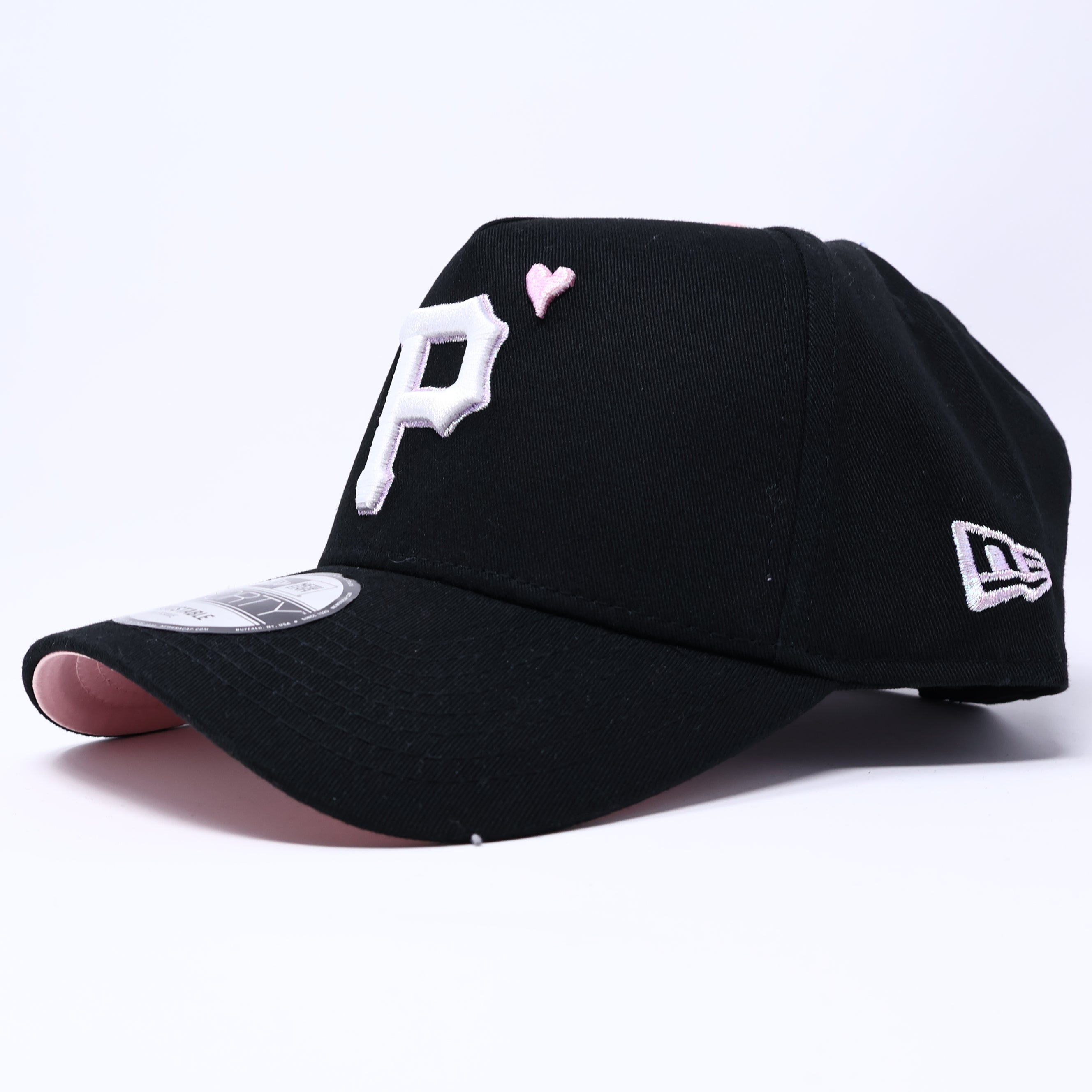 NWT Black Pittsburgh Pirates Heart 9Forty New Era Adjustable Snapback Hat 5 Panel